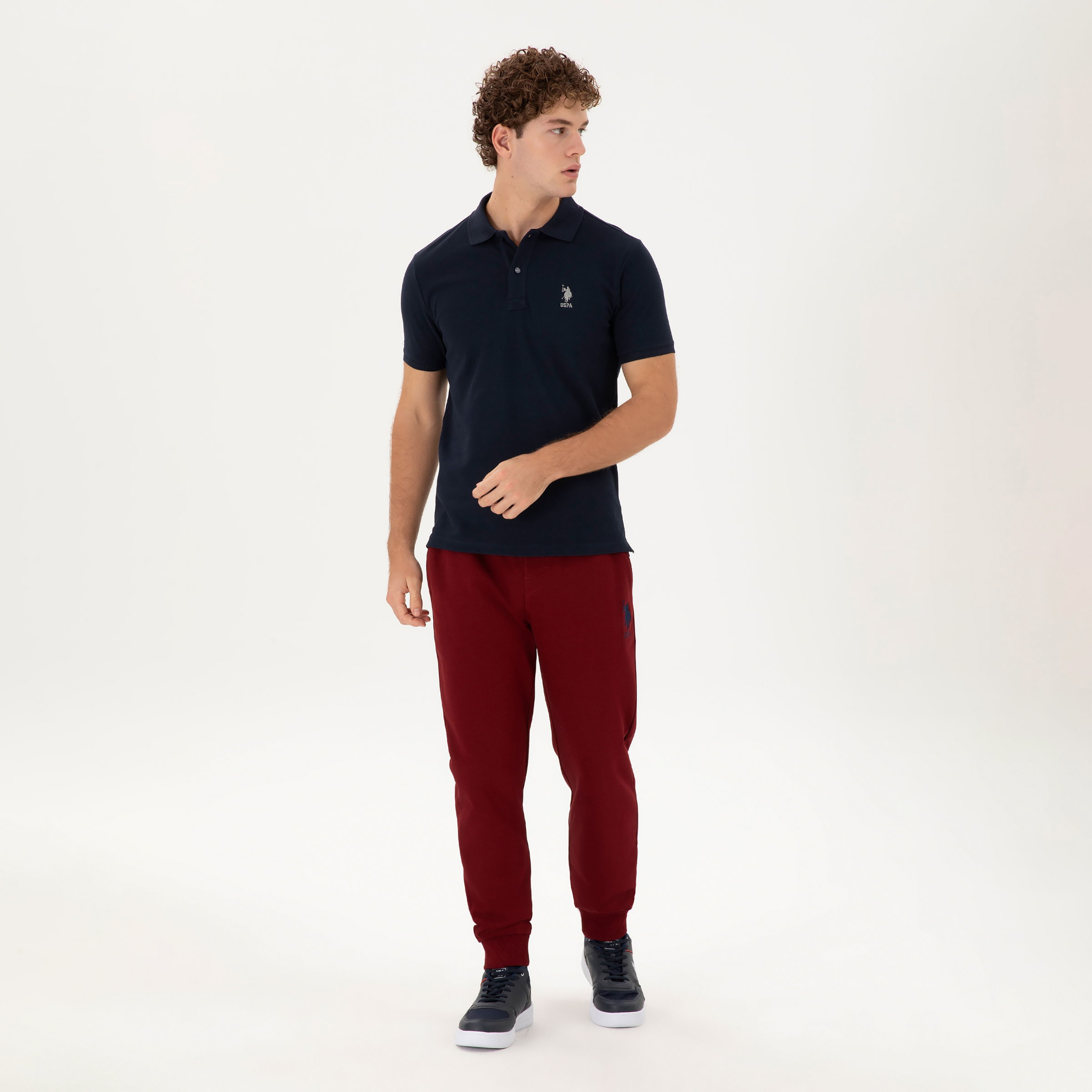U.S. Polo Assn Plain Mid-Rise Drawstring Waist Men's Joggers-men-clothing-bottoms-joggers-image-2