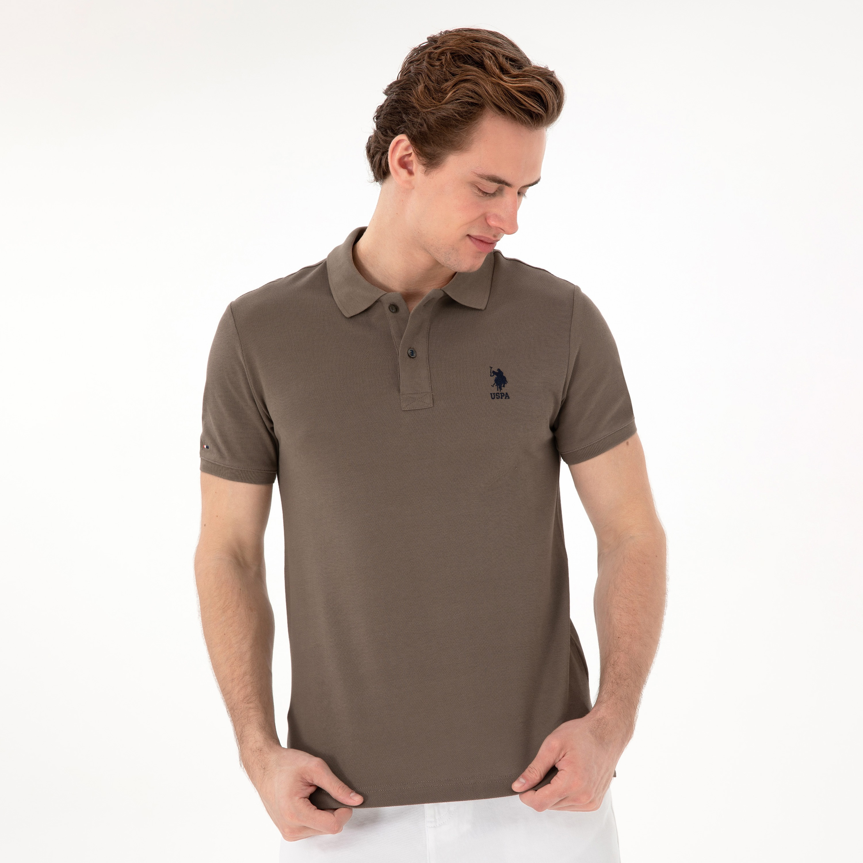 U.S. Polo Assn Plain Collared Short Sleeves Men's Polo T-Shirt-men-clothing-tshirtsandpolos-polos-image-1