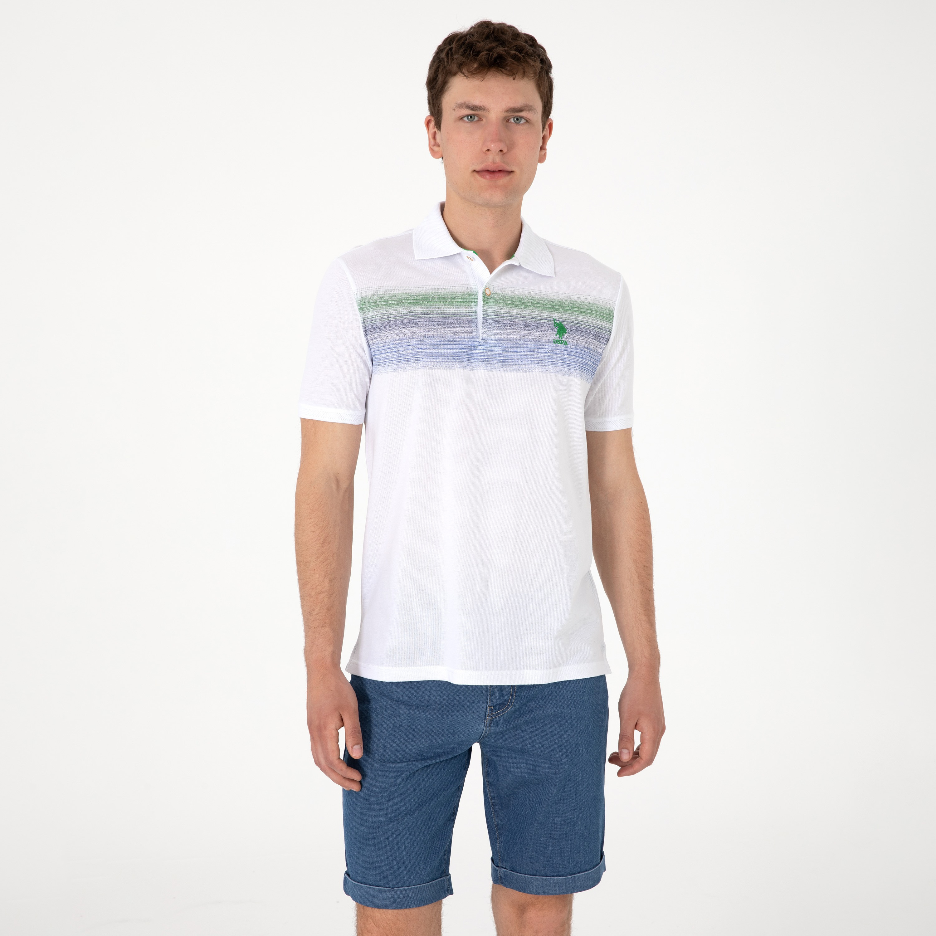 تيشيرت بولو رجالي بياقة وأكمام قصيرة مطبوع من يو اس بولو-men-clothing-tshirtsandpolos-polos-image-1