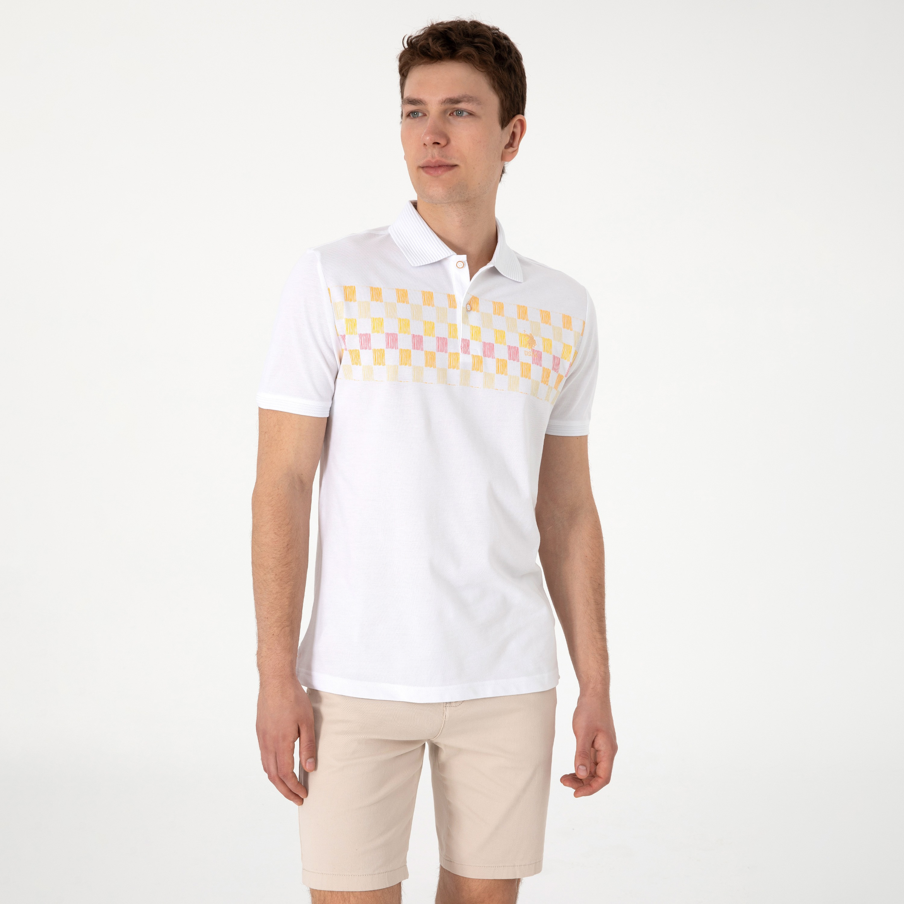 U.S. Polo Assn Checkerboard Collared Short Sleeves Men's Polo T-Shirt-men-clothing-tshirtsandpolos-polos-image-4