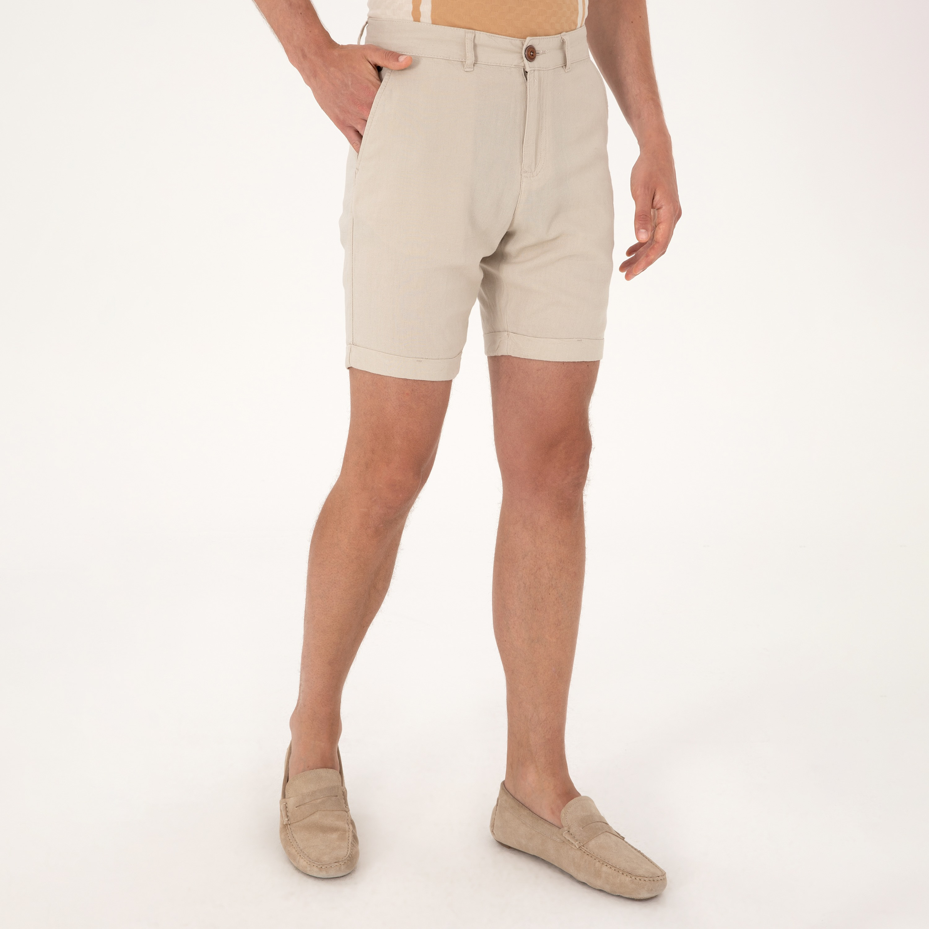 U.S. Polo Assn Plain Mid-Rise Button and Zip Fly Men's Chino Shorts-men-clothing-bottoms-shorts-image-1