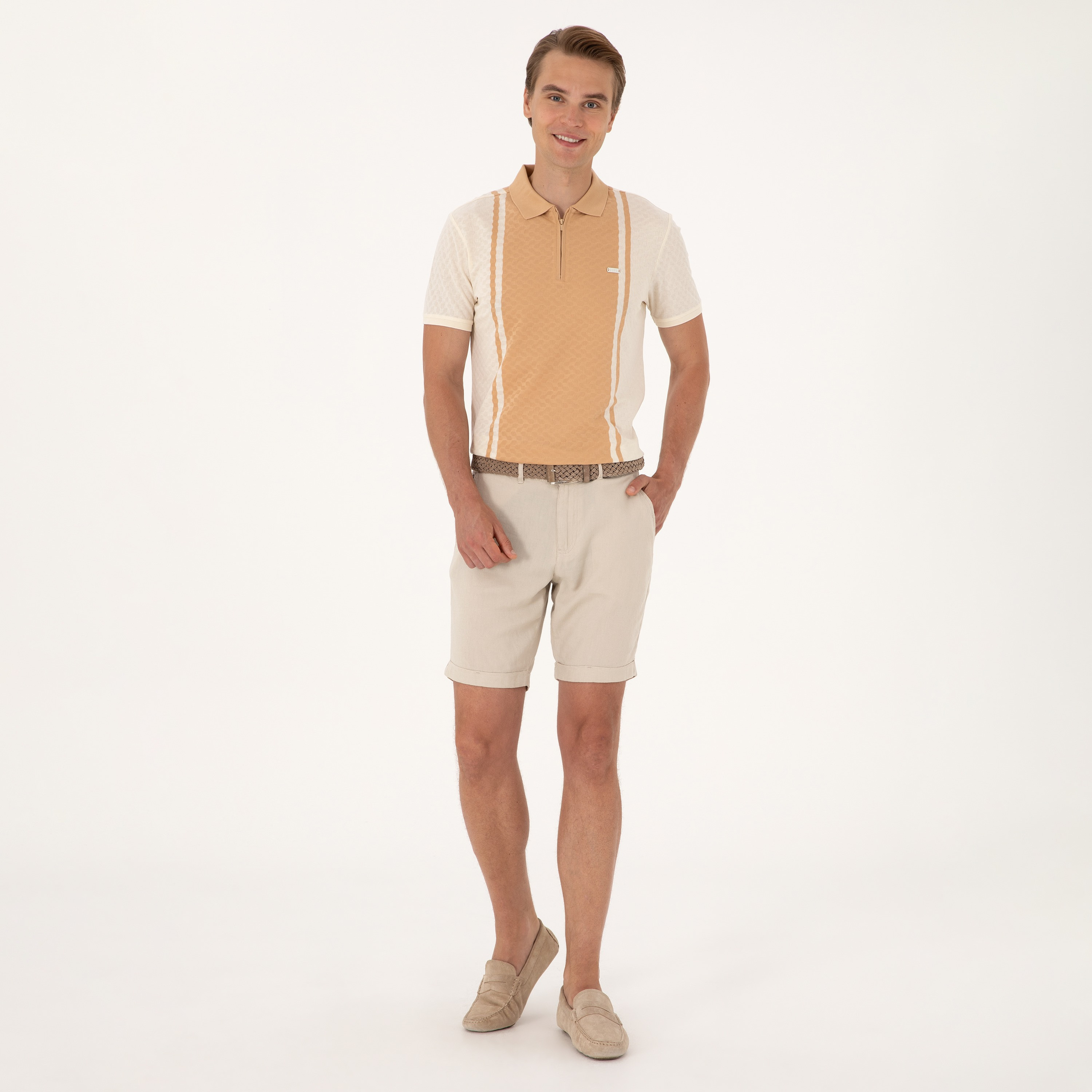 U.S. Polo Assn Plain Mid-Rise Button and Zip Fly Men's Chino Shorts-men-clothing-bottoms-shorts-image-2