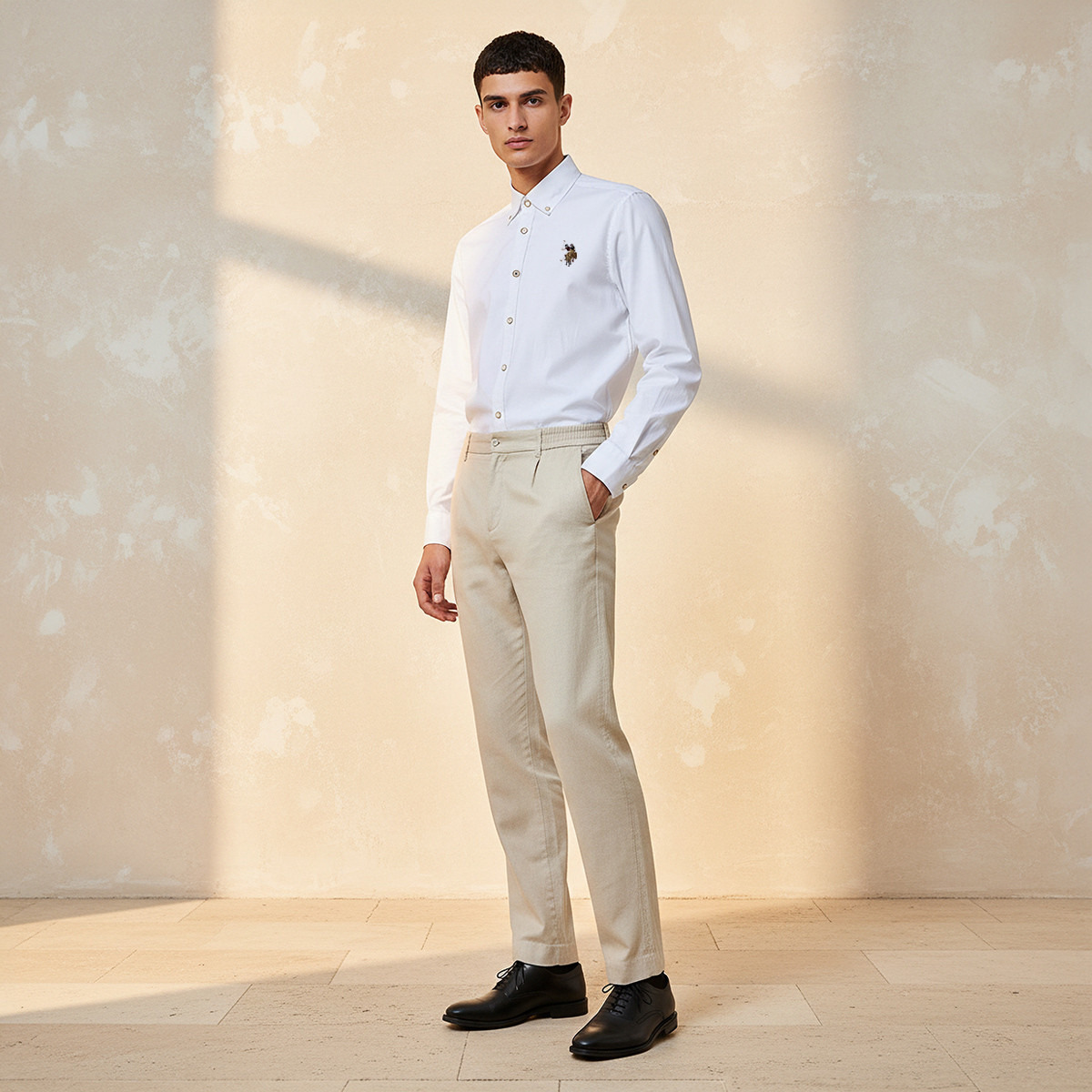 U.S. Polo Assn Regular Fit Plain Button Down Collar Long Sleeves Men's Shirt-men-clothing-shirts-image-3