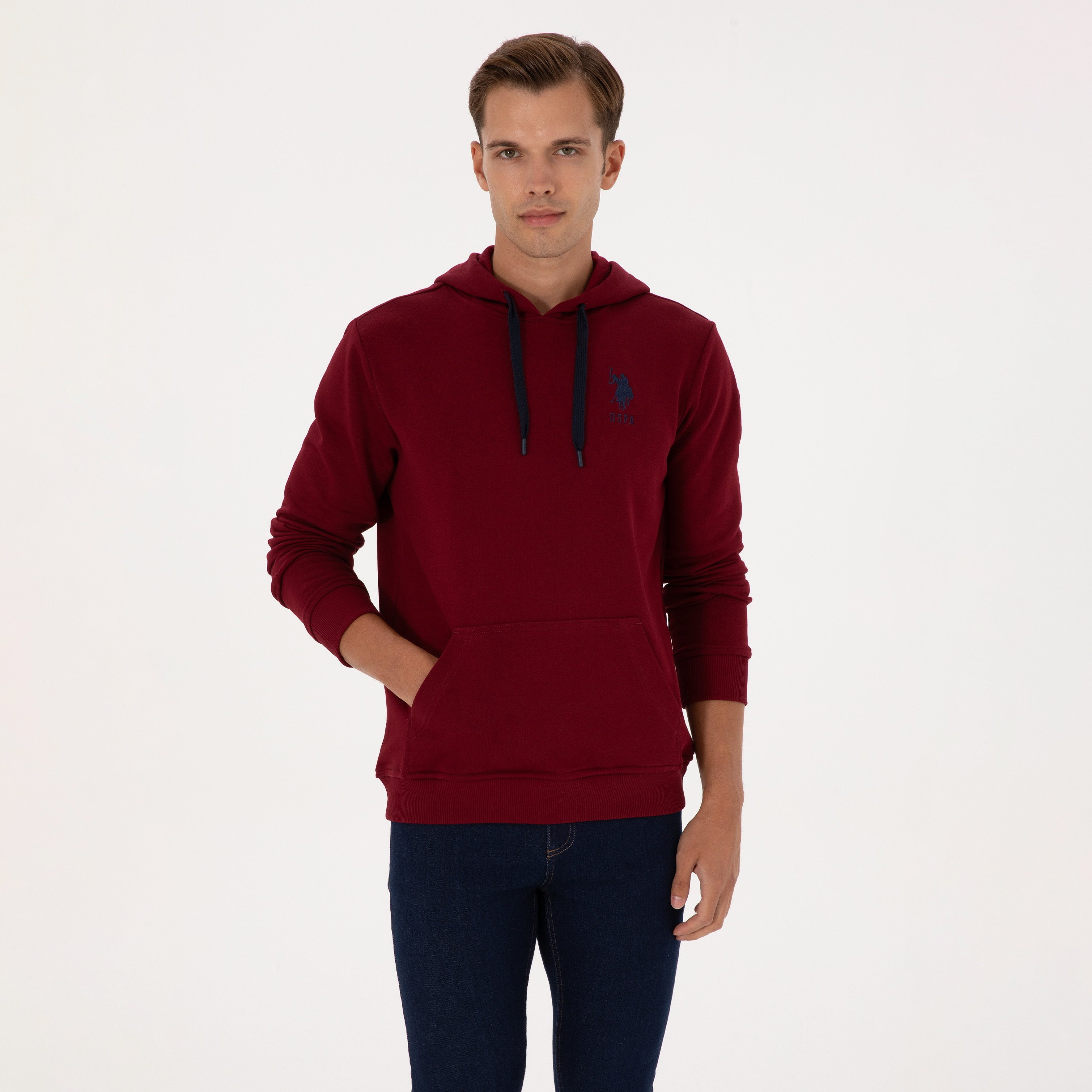 U.S. Polo Assn Plain Hooded Long Sleeves Men's Sweatshirt-men-winterwear-hoodiesandsweatshirts-image-1
