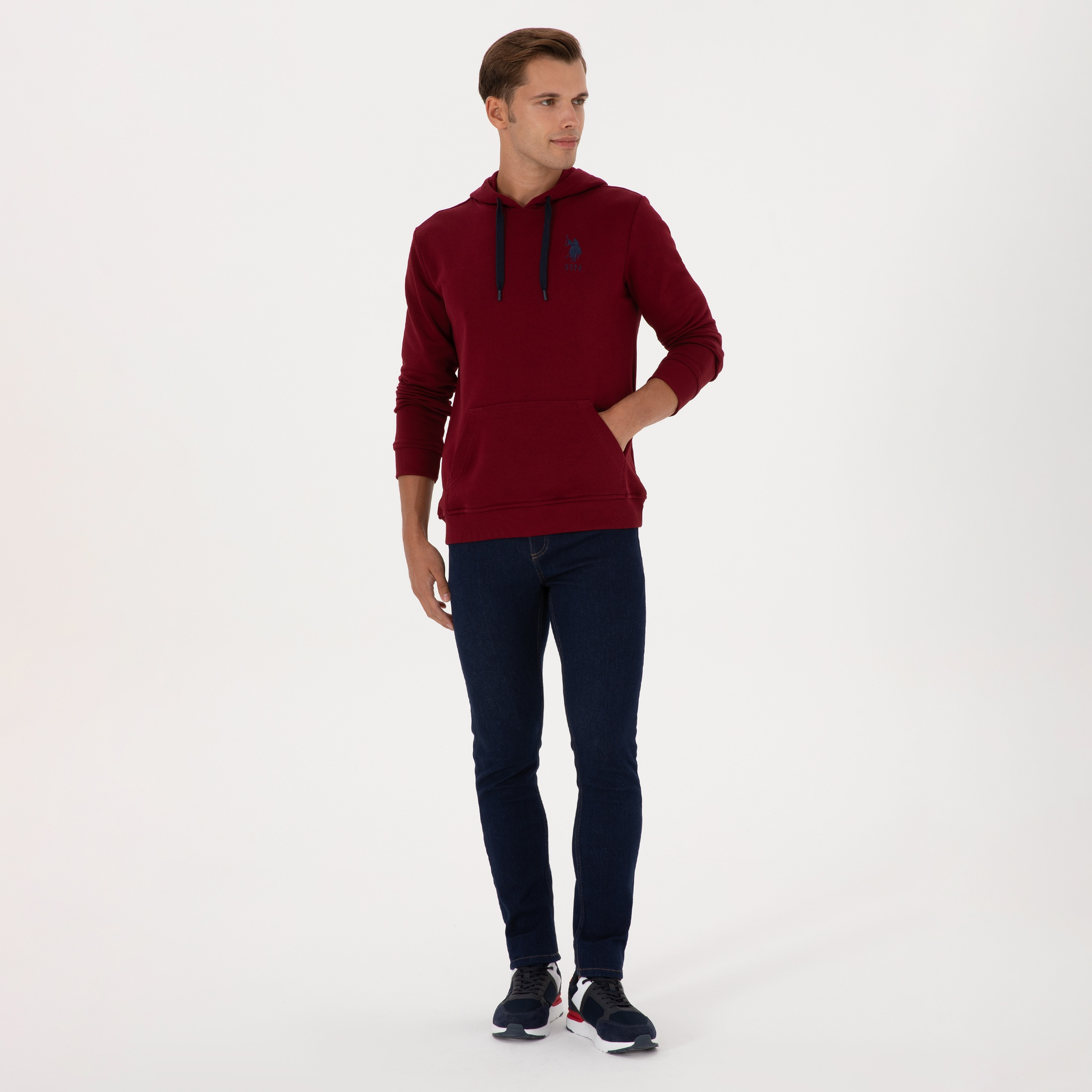 U.S. Polo Assn Plain Hooded Long Sleeves Men's Sweatshirt-men-winterwear-hoodiesandsweatshirts-image-2