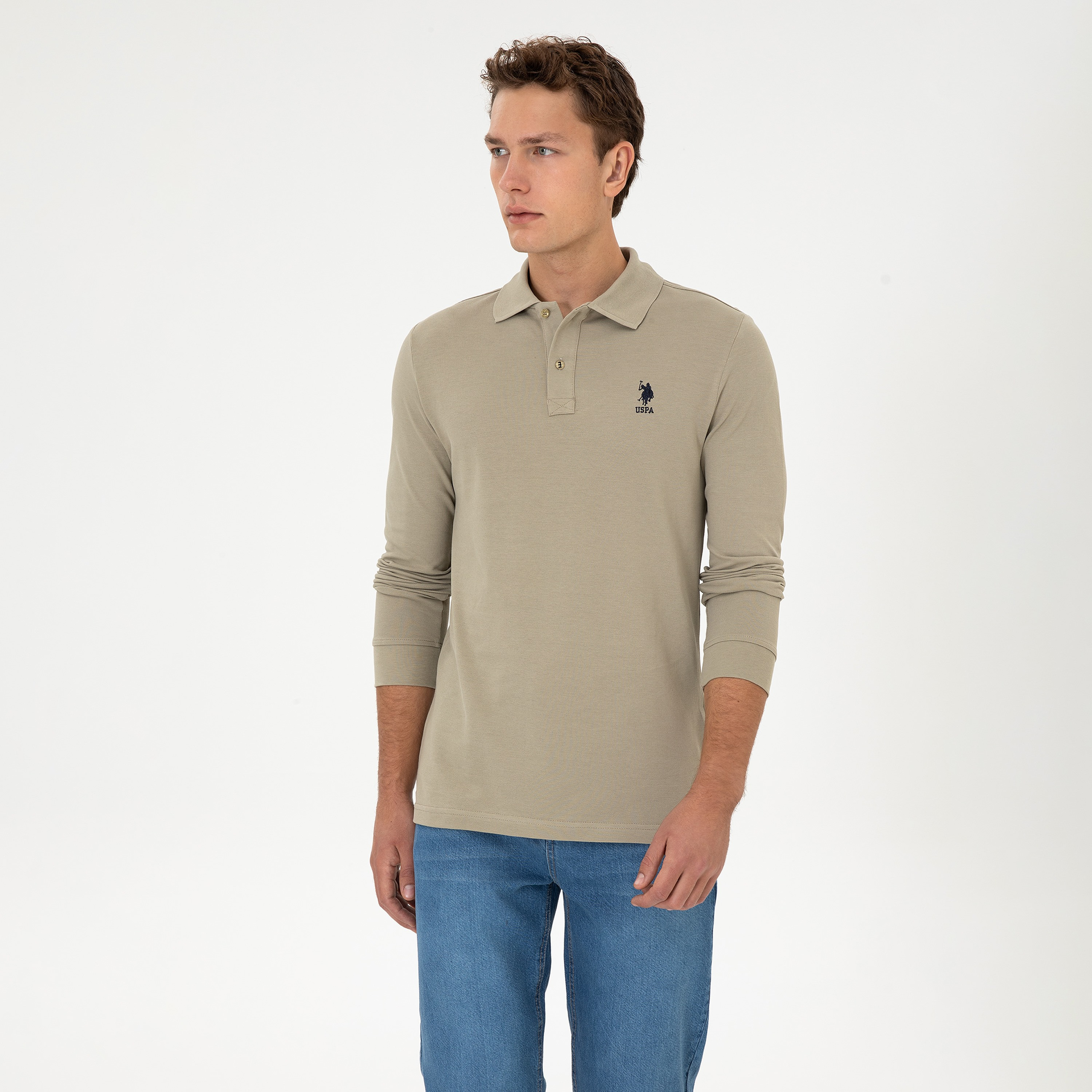 تي شيرت بولو رجالي بياقة وأكمام طويلة سادة من يو إس بولو أسسن-men-clothing-tshirtsandpolos-polos-image-29