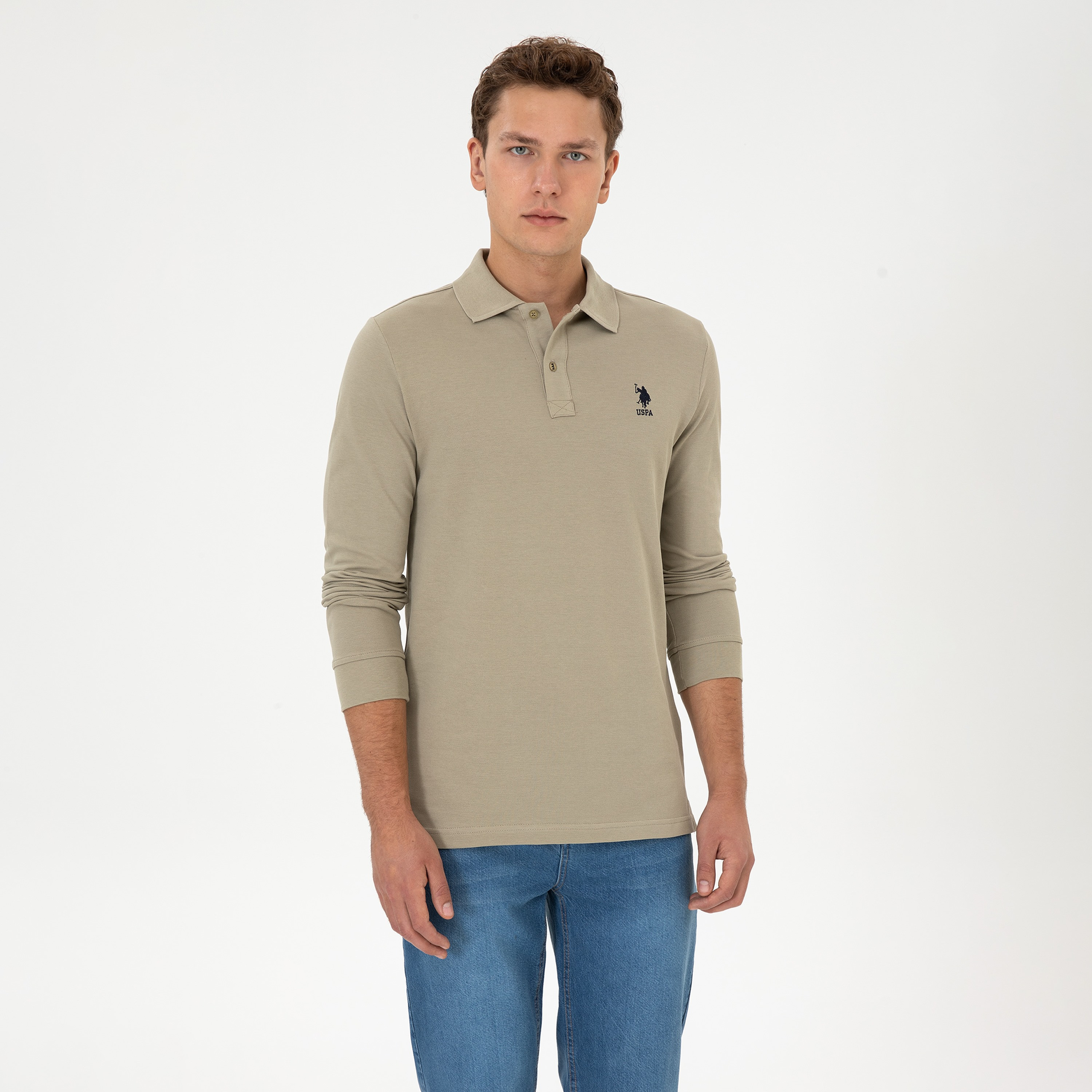 تي شيرت بولو رجالي بياقة وأكمام طويلة سادة من يو إس بولو أسسن-men-clothing-tshirtsandpolos-polos-image-32