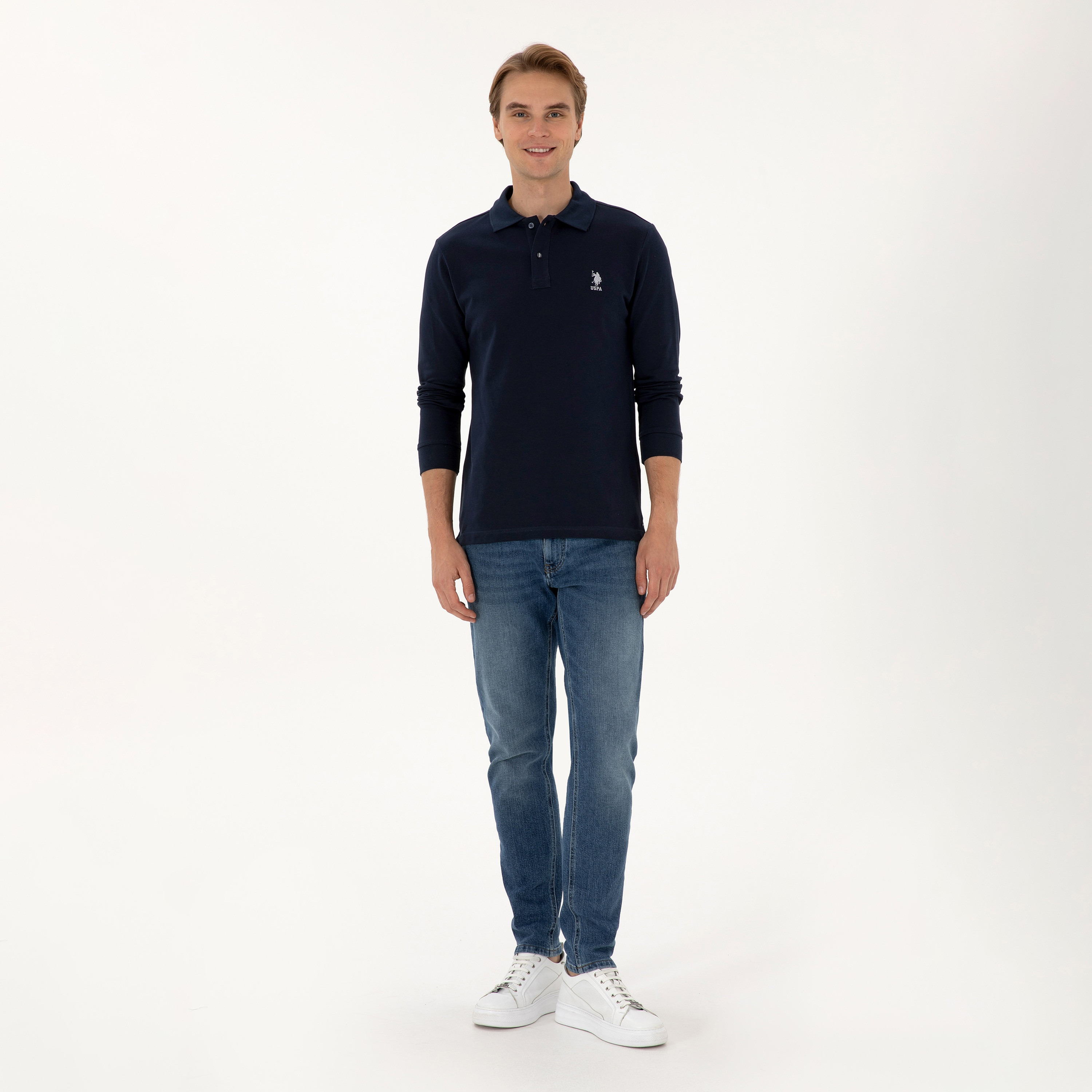 تي شيرت بولو رجالي بياقة وأكمام طويلة سادة من يو إس بولو أسسن-men-clothing-tshirtsandpolos-polos-image-10