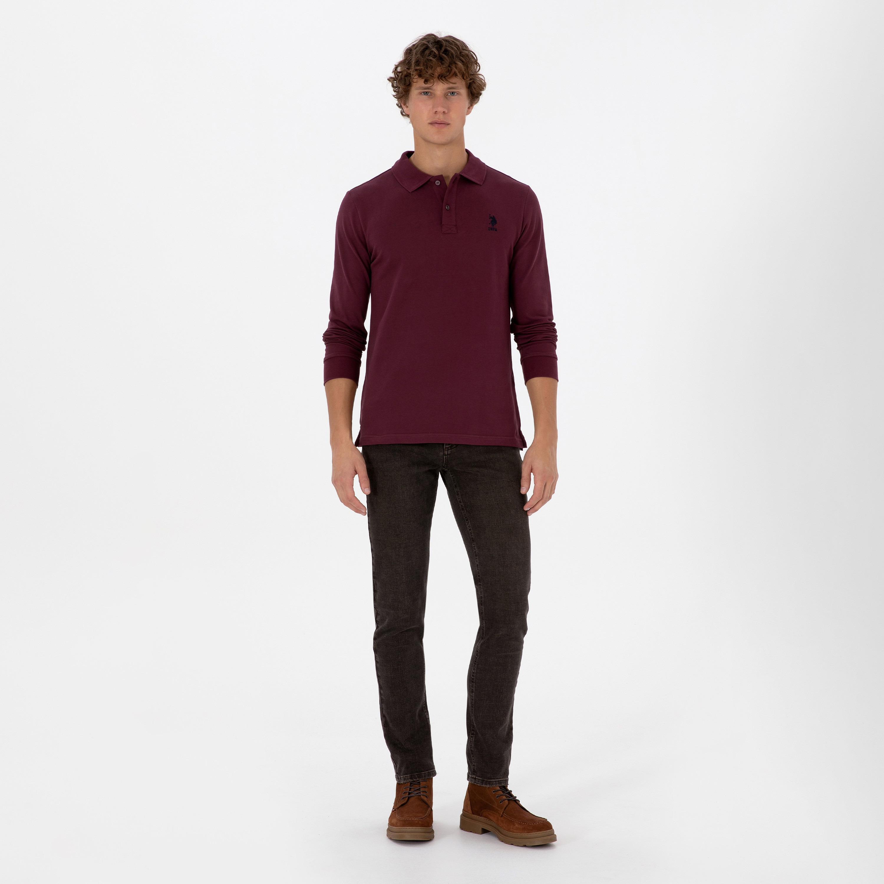 تي شيرت بولو رجالي بياقة وأكمام طويلة سادة من يو إس بولو أسسن-men-clothing-tshirtsandpolos-polos-image-18