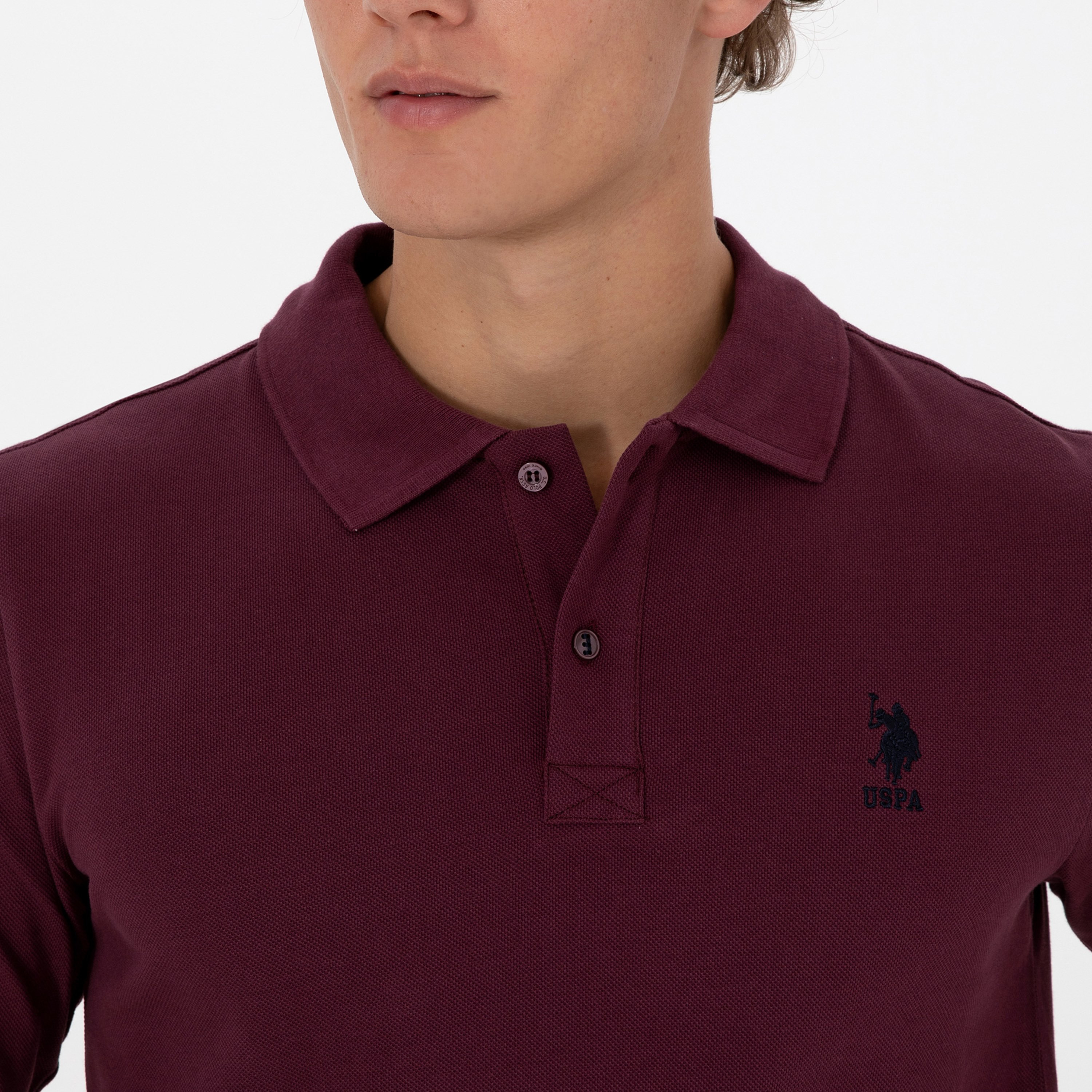 تي شيرت بولو رجالي بياقة وأكمام طويلة سادة من يو إس بولو أسسن-men-clothing-tshirtsandpolos-polos-image-19