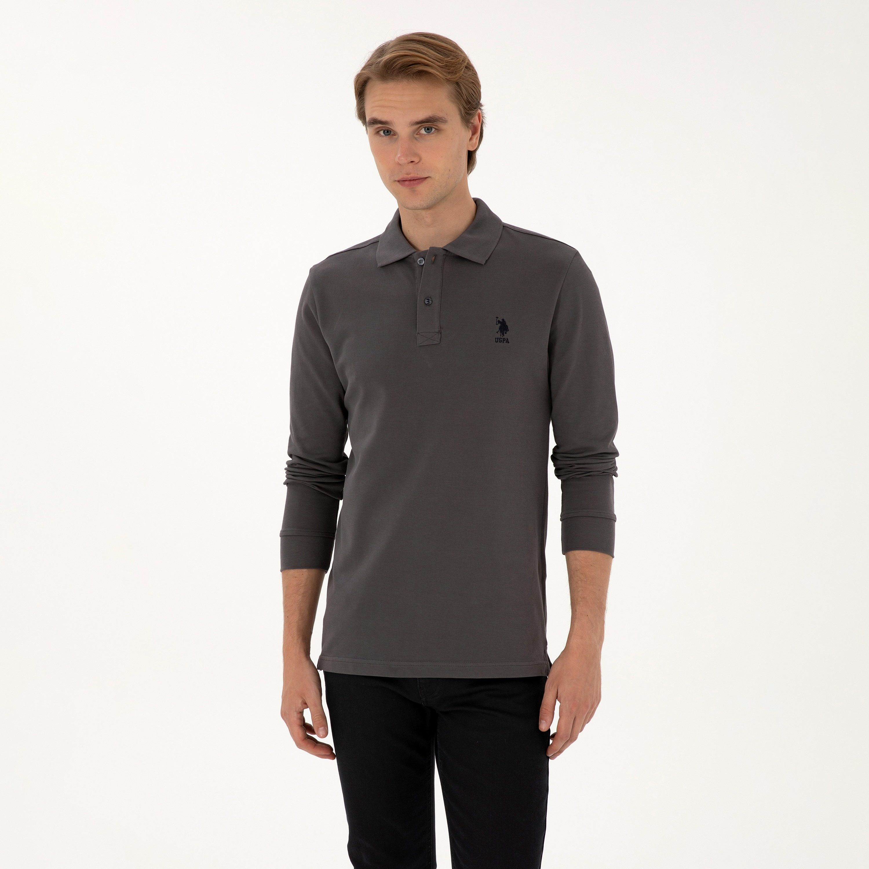 تي شيرت بولو رجالي بياقة وأكمام طويلة سادة من يو إس بولو أسسن-men-clothing-tshirtsandpolos-polos-image-13