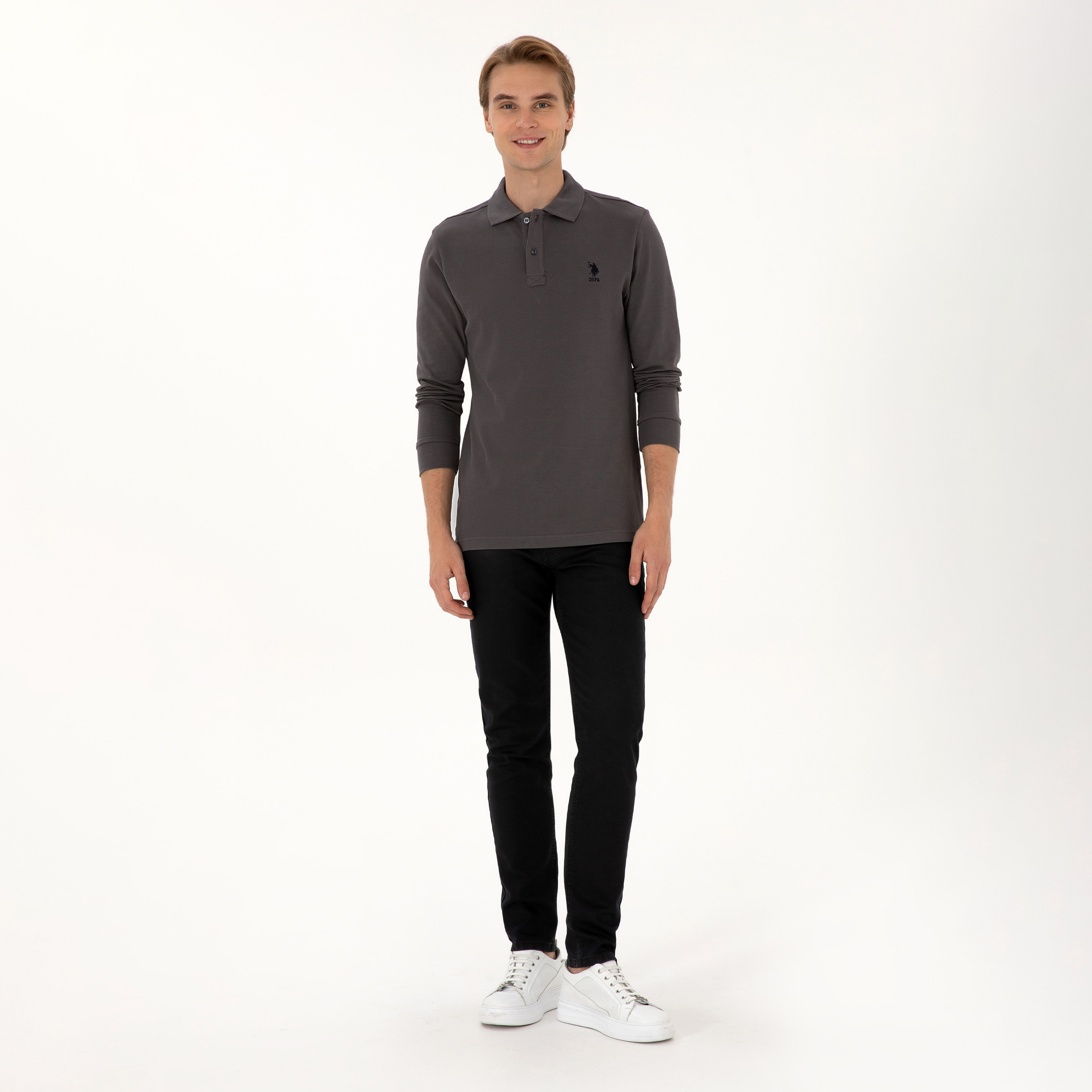 تي شيرت بولو رجالي بياقة وأكمام طويلة سادة من يو إس بولو أسسن-men-clothing-tshirtsandpolos-polos-image-14
