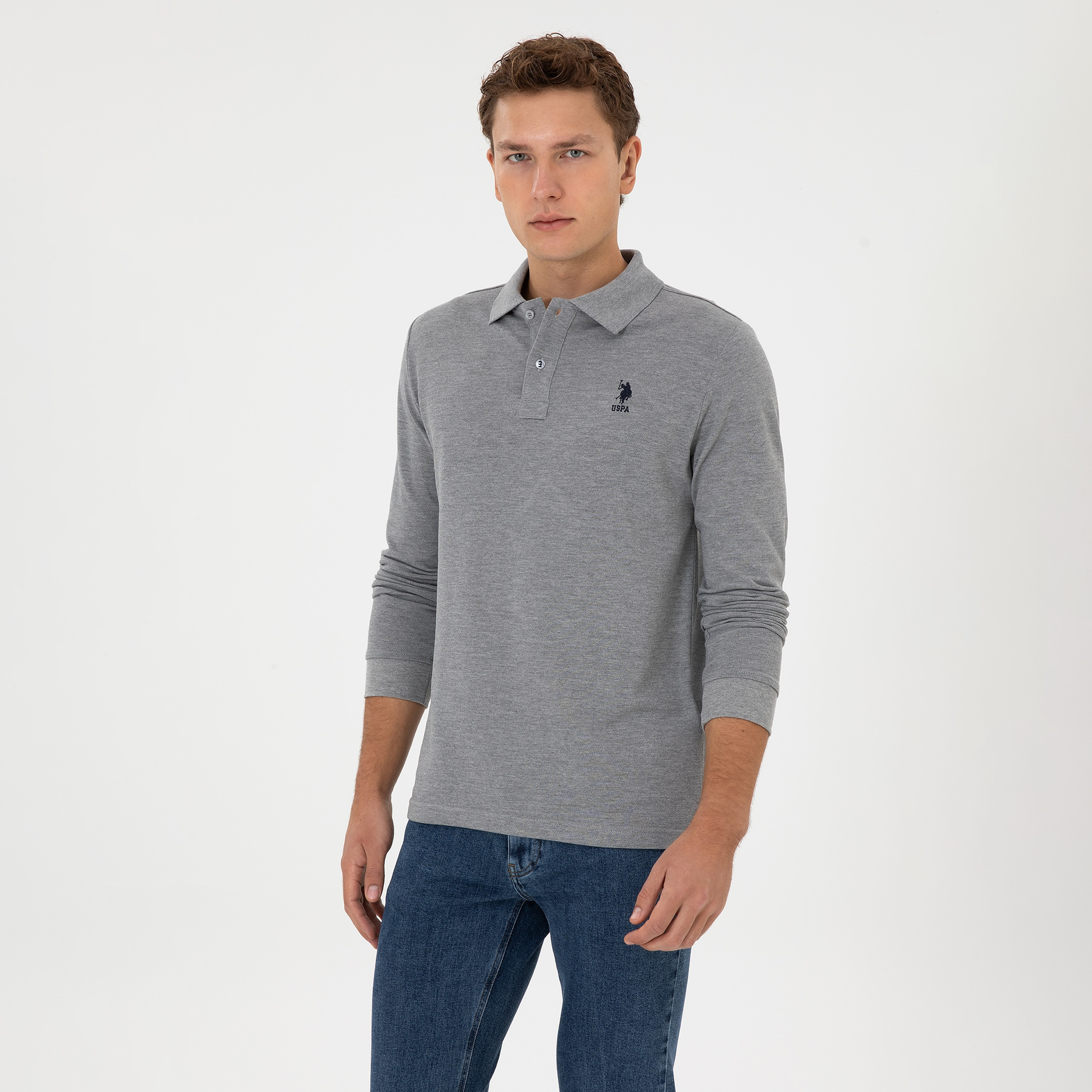 تي شيرت بولو رجالي بياقة وأكمام طويلة سادة من يو إس بولو أسسن-men-clothing-tshirtsandpolos-polos-image-28