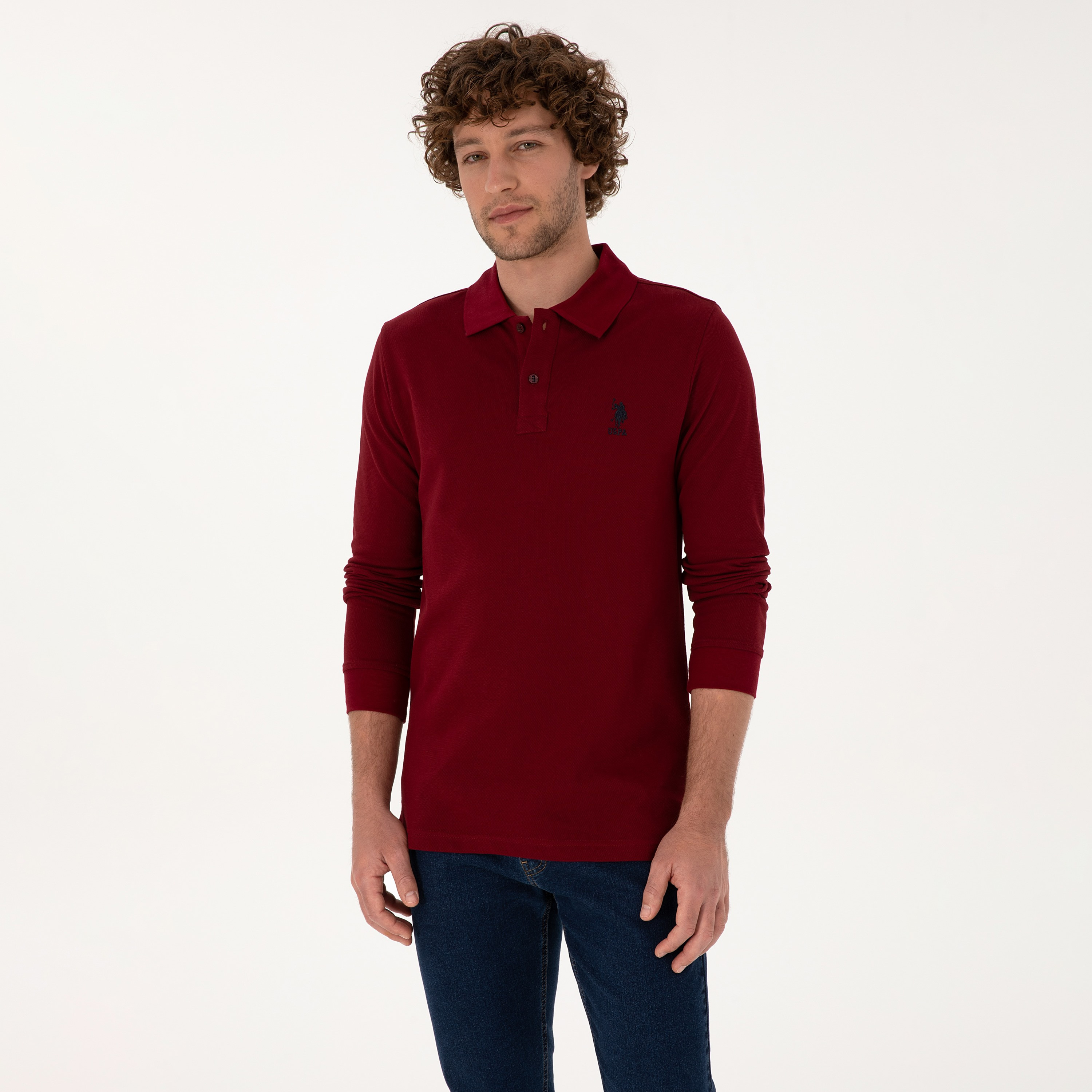 تي شيرت بولو رجالي بياقة وأكمام طويلة سادة من يو إس بولو أسسن-men-clothing-tshirtsandpolos-polos-image-21