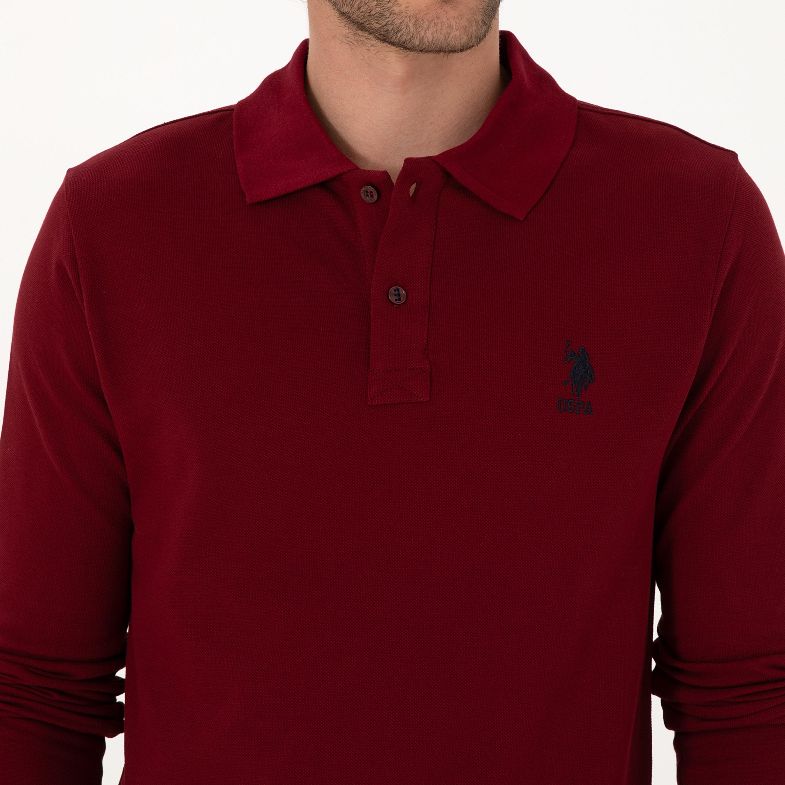 تي شيرت بولو رجالي بياقة وأكمام طويلة سادة من يو إس بولو أسسن-men-clothing-tshirtsandpolos-polos-image-23