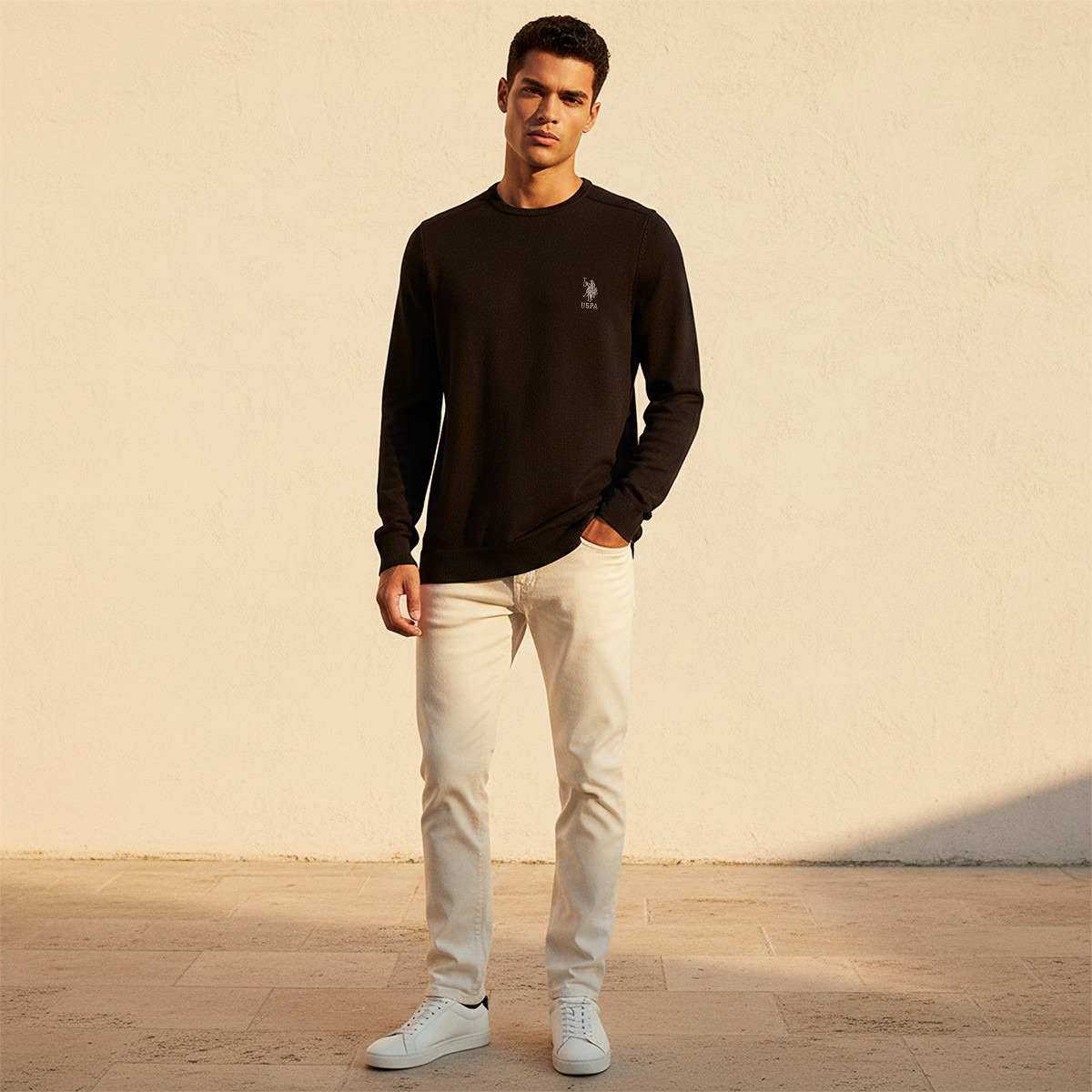 كنزة رجالية برقبة دائرية وأكمام طويلة سادة من يو إس بولو أسسن-men-clothing-sweatersandpullovers-image-3