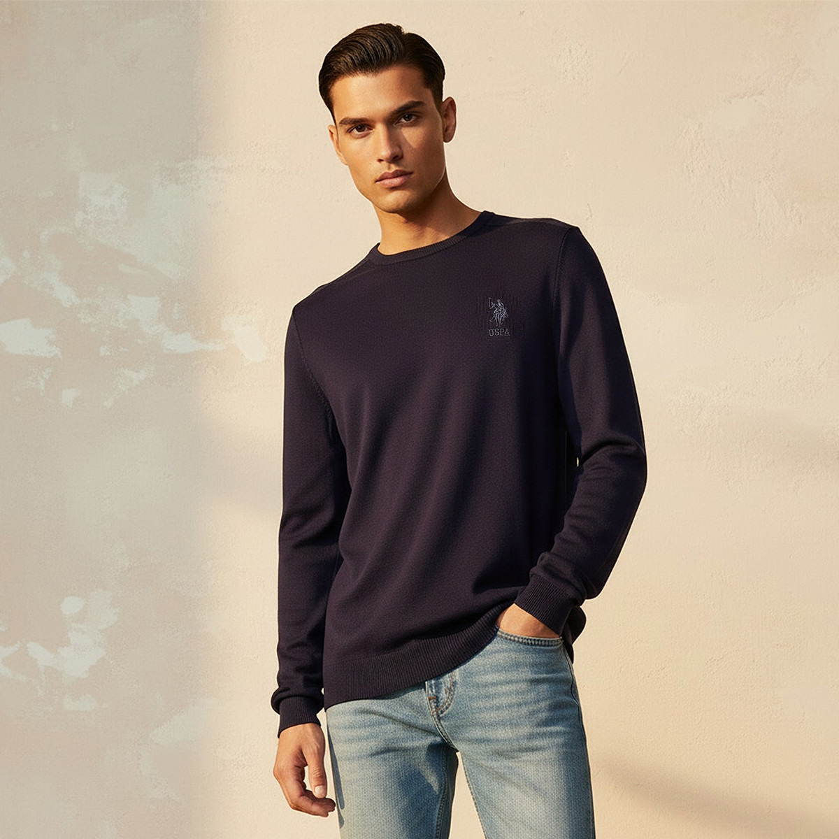 كنزة رجالية برقبة دائرية وأكمام طويلة سادة من يو إس بولو أسسن-men-clothing-sweatersandpullovers-image-19