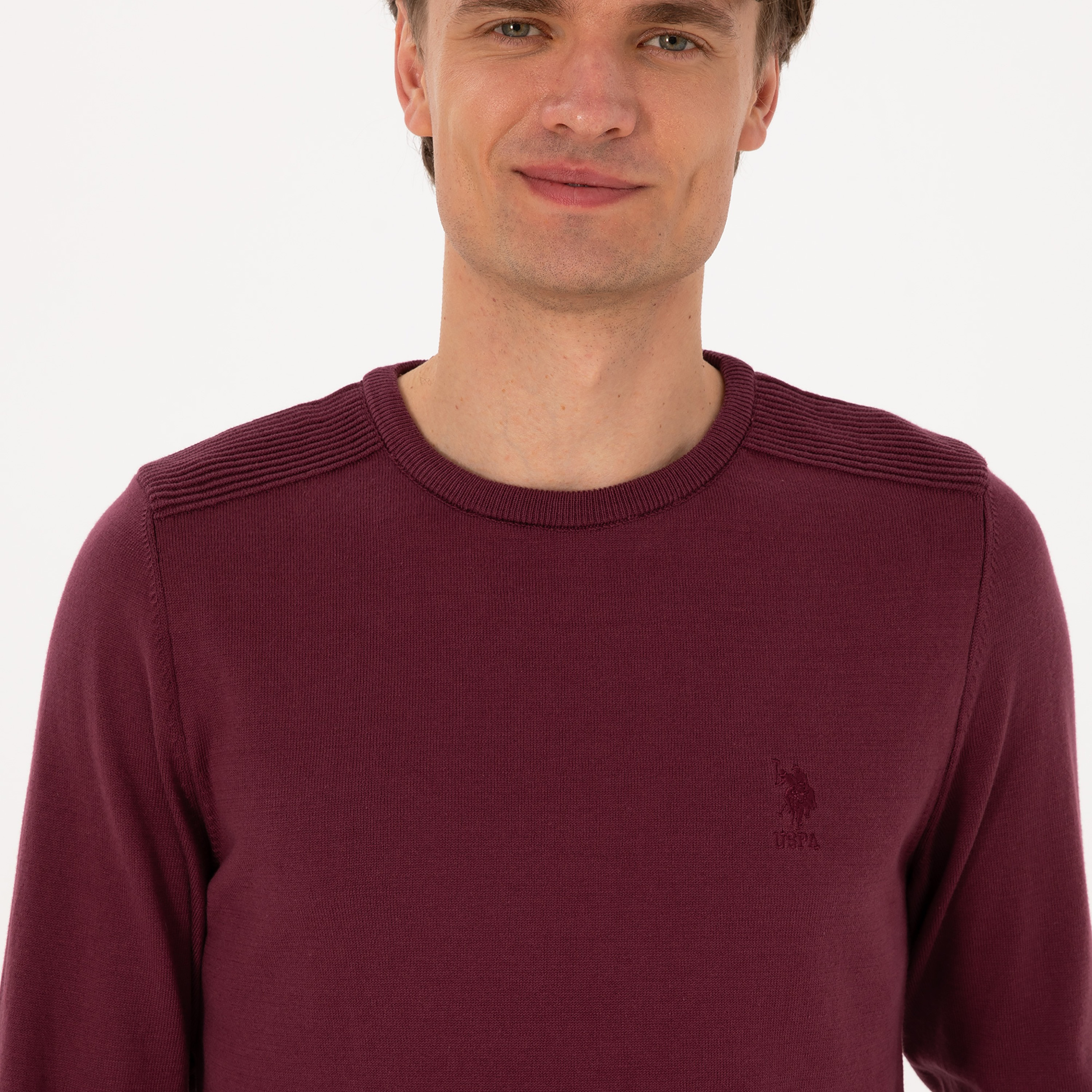 كنزة رجالية برقبة دائرية وأكمام طويلة سادة من يو إس بولو أسسن-men-clothing-sweatersandpullovers-image-33