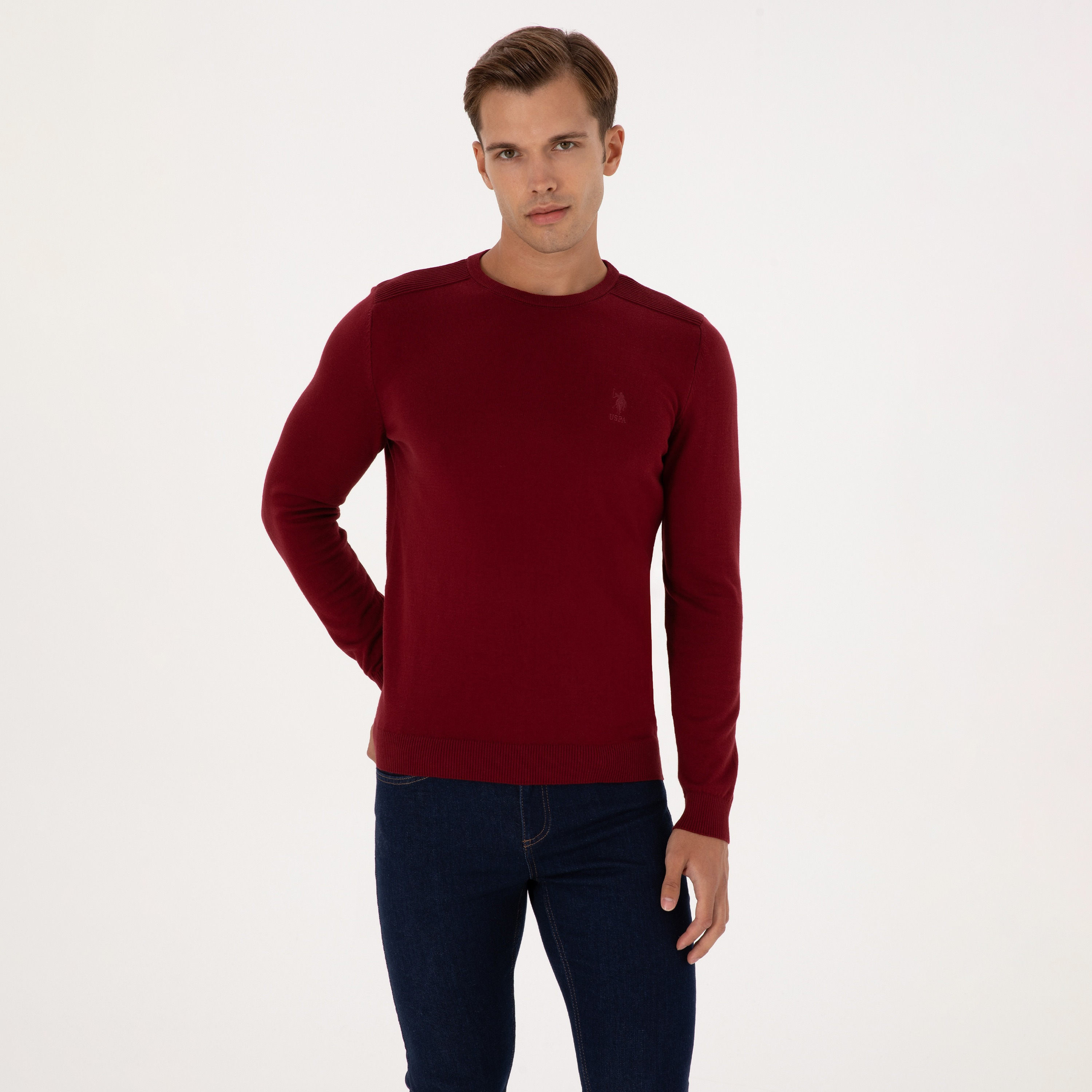 U.S. Polo Assn Plain Crew Neck Long Sleeves Men's Sweater-men-clothing-sweatersandpullovers-image-1