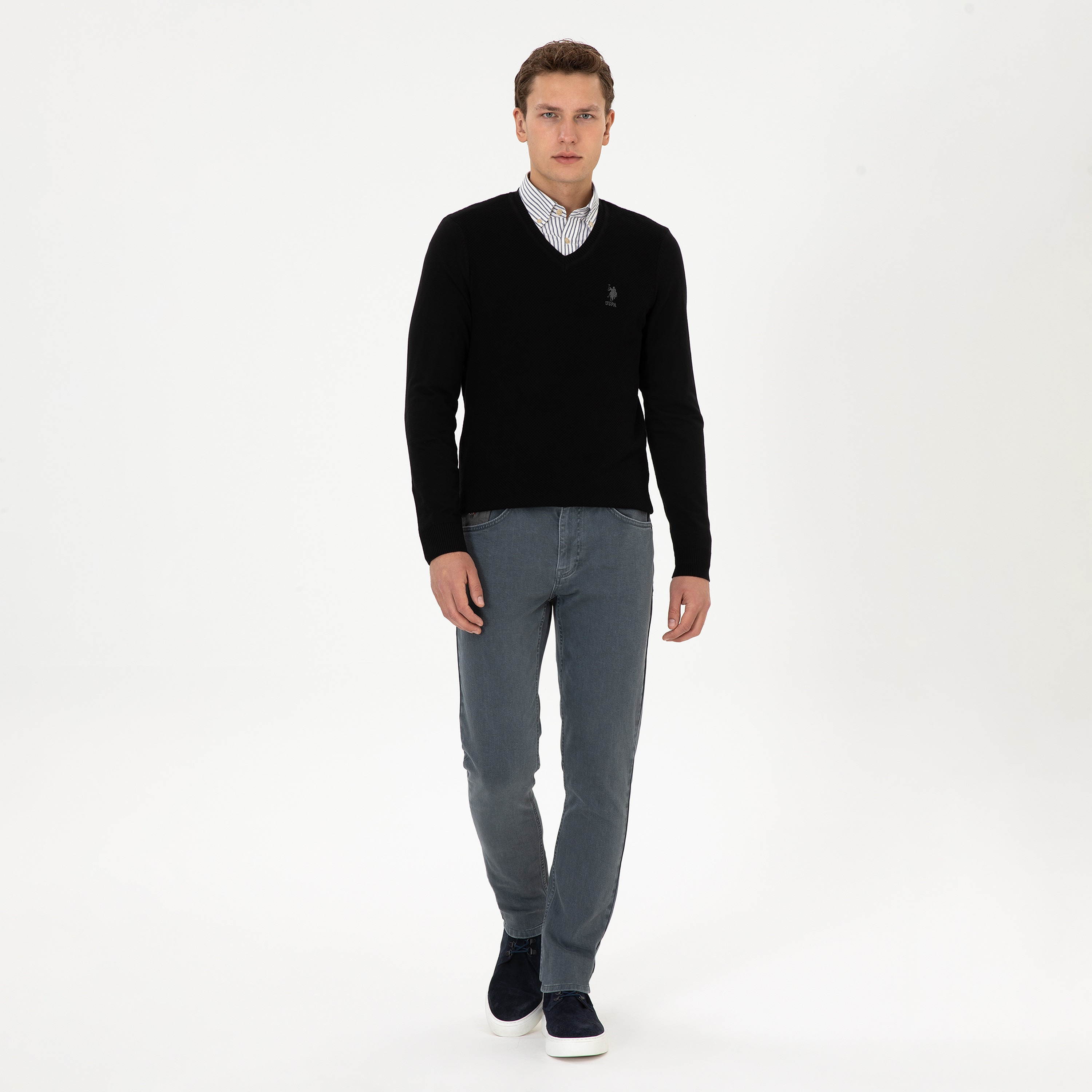U.S. Polo Assn Textured V-Neck Long Sleeves Men's Sweater-men-clothing-sweatersandpullovers-image-10