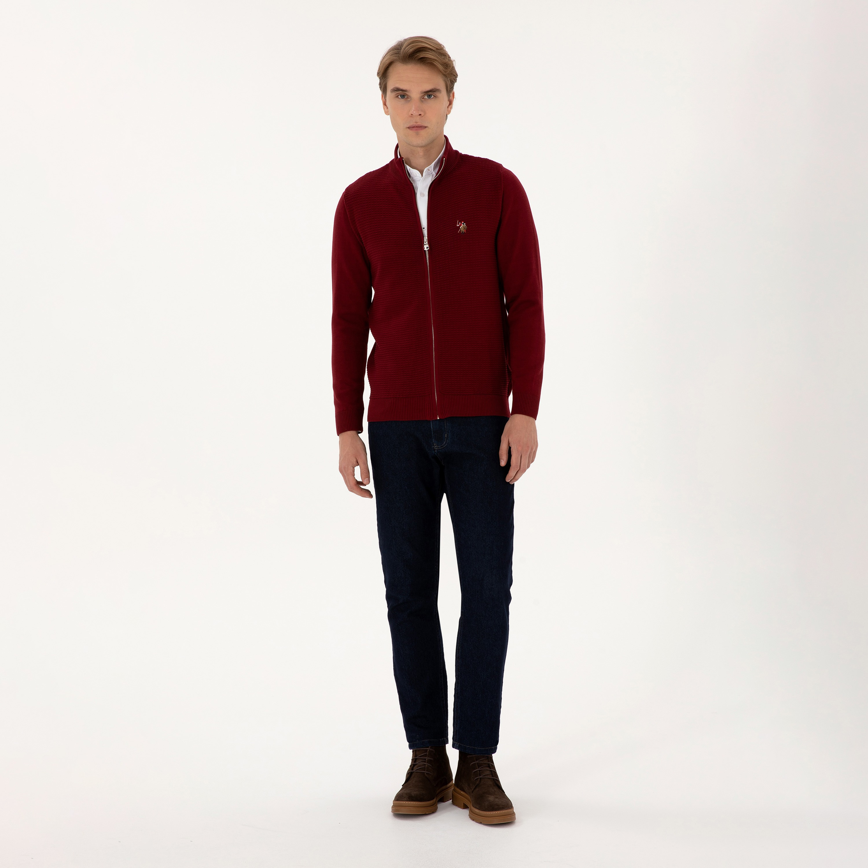 U.S. Polo Assn Knitted Stand Collar Long Sleeves Men's Cardigan-men-clothing-sweatersandpullovers-image-2