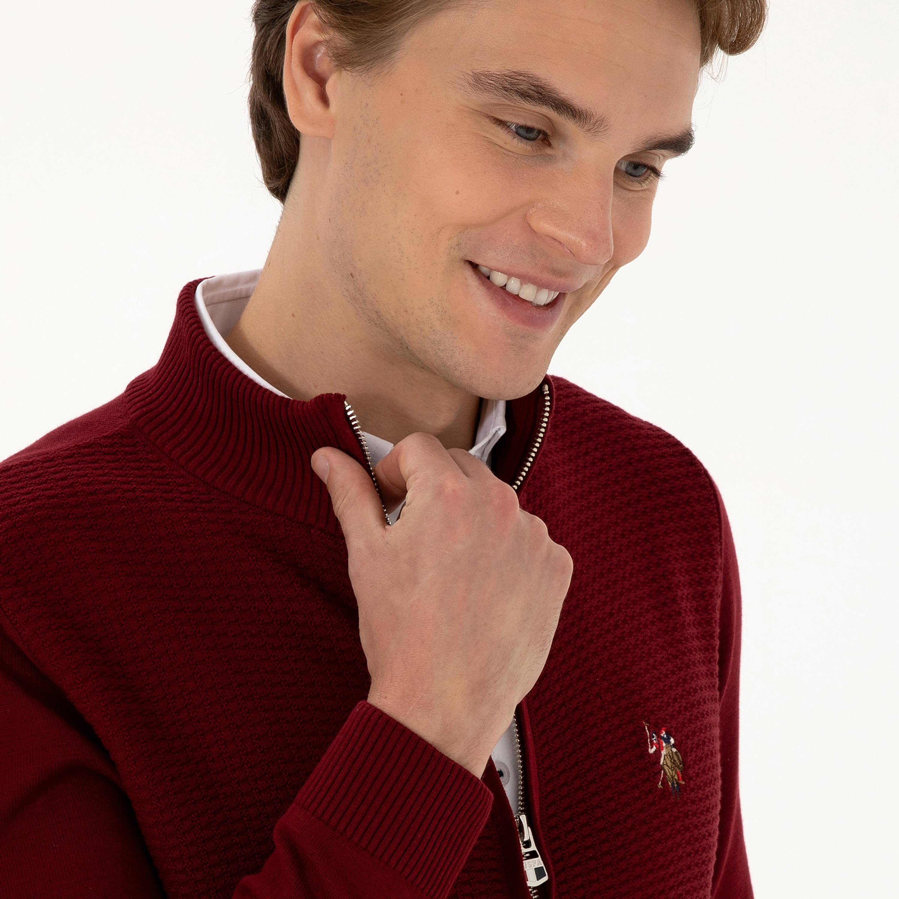 U.S. Polo Assn Knitted Stand Collar Long Sleeves Men's Cardigan-men-clothing-sweatersandpullovers-image-3