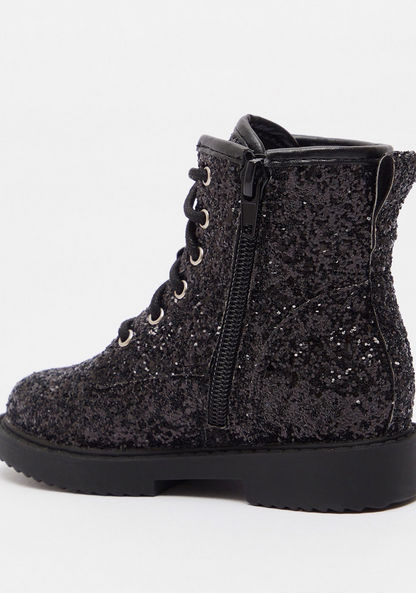 Juniors Glitter Detail High Cut Boots with Zip Closure-Girl%27s Boots-image-2