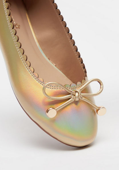 Little Missy Scalloped Slip-On Ballerina Shoes with Bow Accent-Girl%27s Ballerinas-image-3