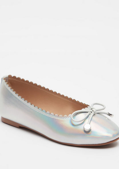 Little Missy Scalloped Slip-On Ballerina Shoes with Bow Accent-Girl%27s Ballerinas-image-1