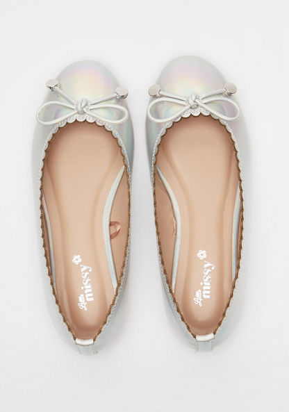Little Missy Scalloped Slip-On Ballerina Shoes with Bow Accent-Girl%27s Ballerinas-image-4