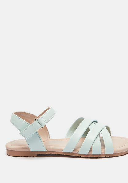 Little Missy Cross Strap Flat Sandals with Hook and Loop Closure-Girl%27s Sandals-image-0