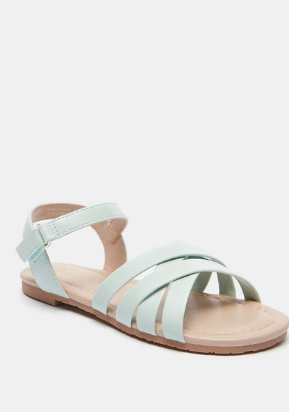 Little Missy Cross Strap Flat Sandals with Hook and Loop Closure-Girl%27s Sandals-image-1