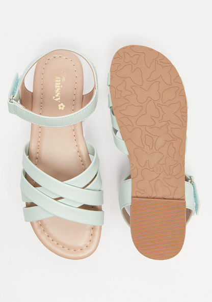 Little Missy Cross Strap Flat Sandals with Hook and Loop Closure-Girl%27s Sandals-image-4