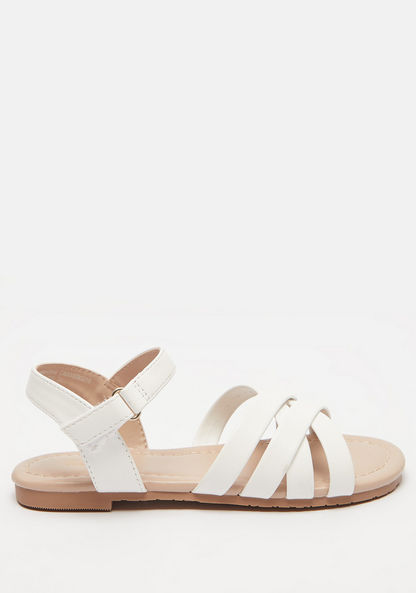 Little Missy Cross Strap Flat Sandals with Hook and Loop Closure-Girl%27s Sandals-image-0