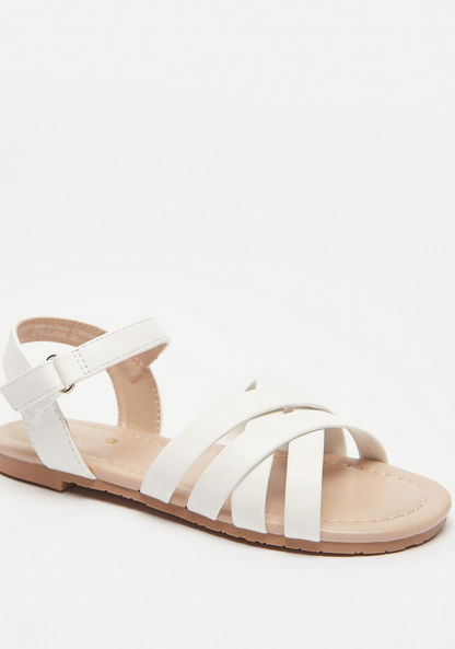 Little Missy Cross Strap Flat Sandals with Hook and Loop Closure