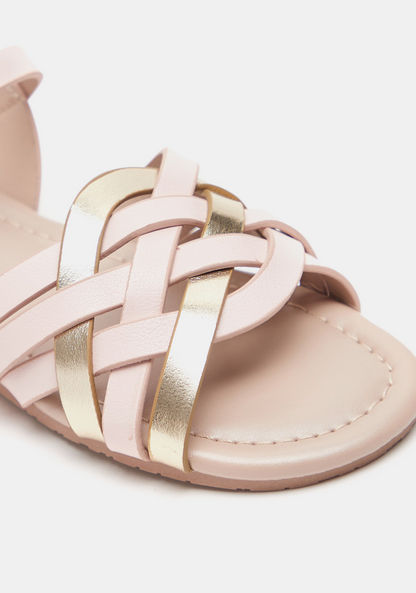 Little Missy Solid Strappy Sandals with Hook and Loop Closure