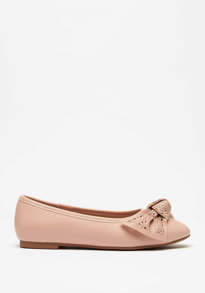Little Missy Round Toe Slip-On Ballerina Shoes with Bow Accent-Girl%27s Ballerinas-image-0