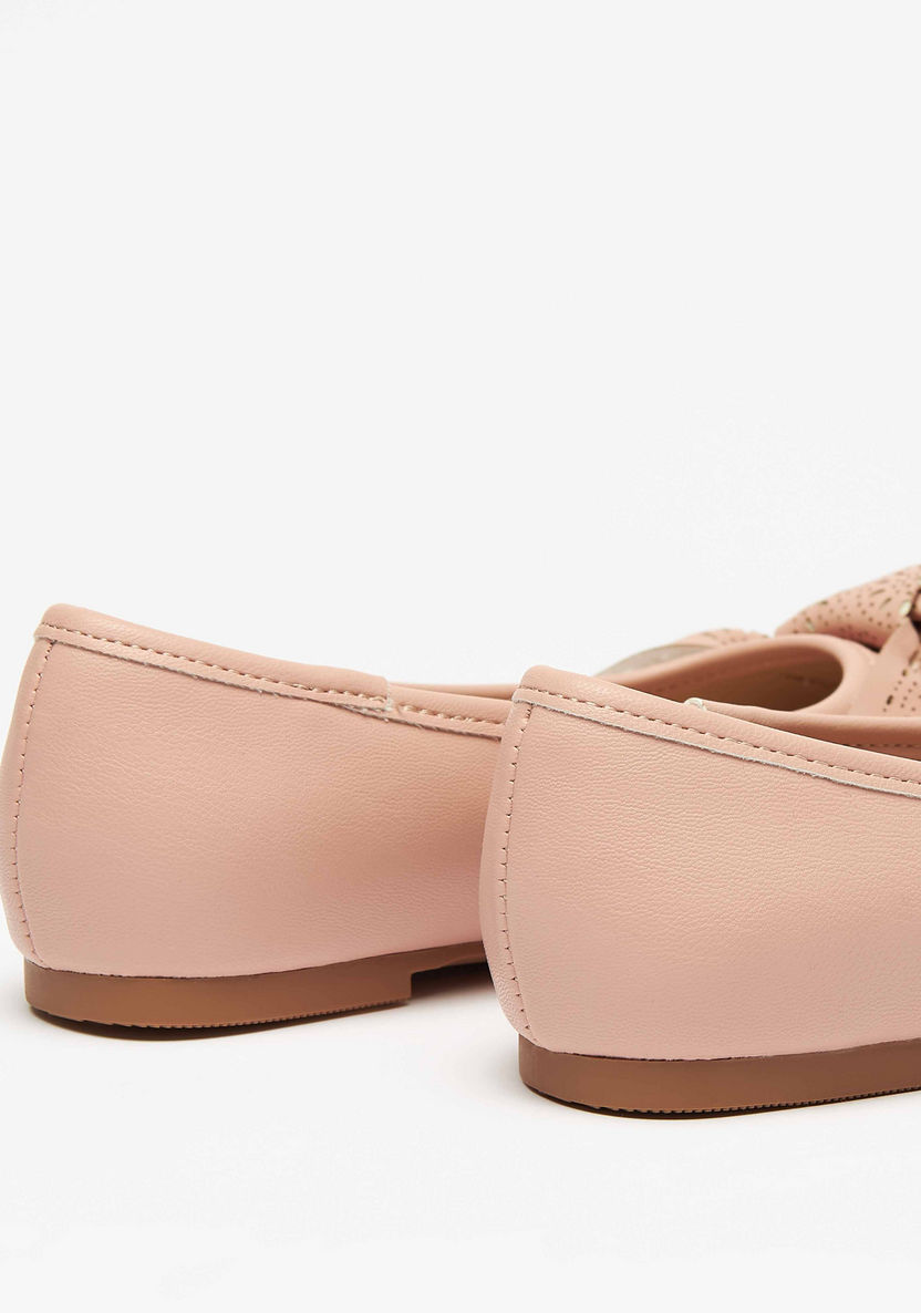 Little Missy Round Toe Slip-On Ballerina Shoes with Bow Accent-Girl%27s Ballerinas-image-2