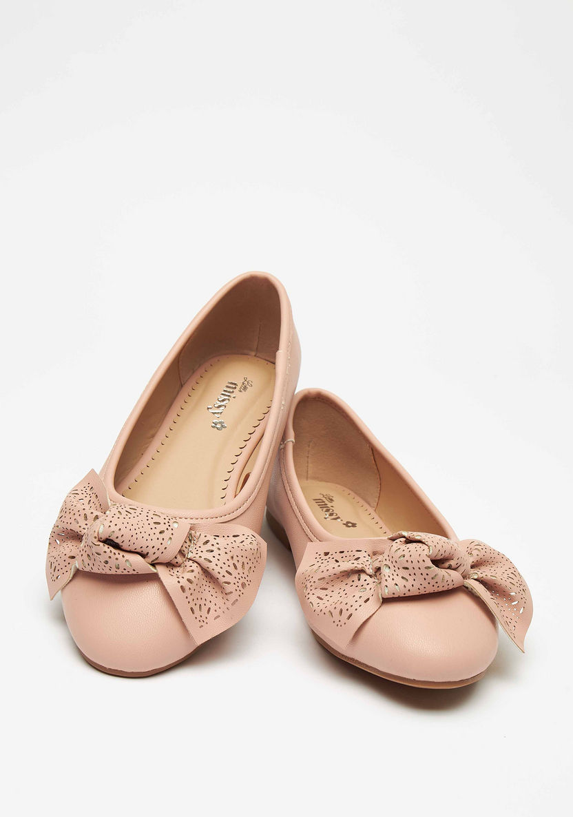 Little Missy Round Toe Slip-On Ballerina Shoes with Bow Accent-Girl%27s Ballerinas-image-3