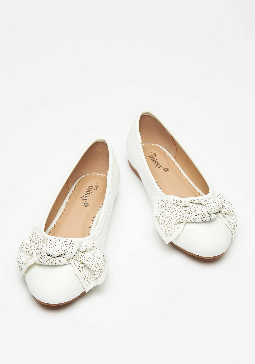 Little Missy Round Toe Slip-On Ballerina Shoes with Bow Accent-Girl%27s Ballerinas-image-1