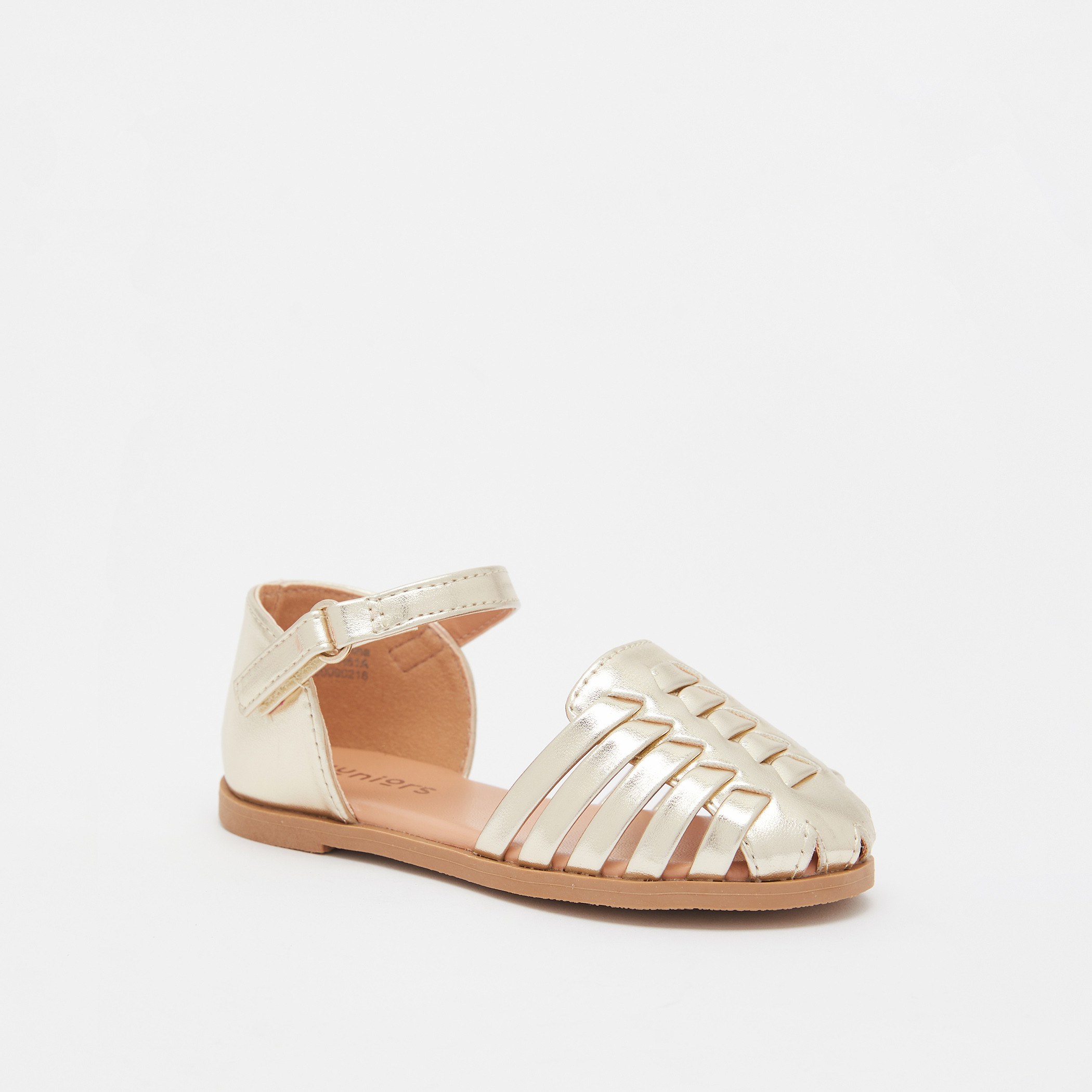 Juniors Flat Sandals with Hook and Loop Closure-girls-shoes-sandals-image-1