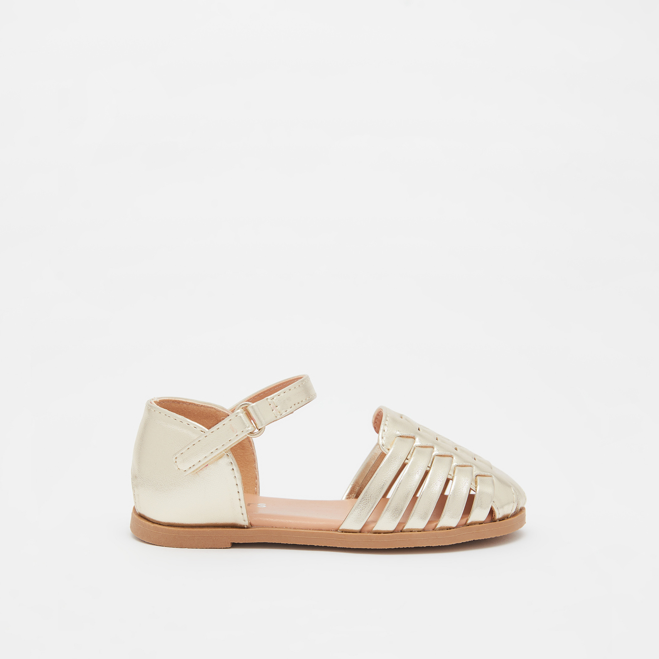 Juniors Flat Sandals with Hook and Loop Closure-girls-shoes-sandals-image-2