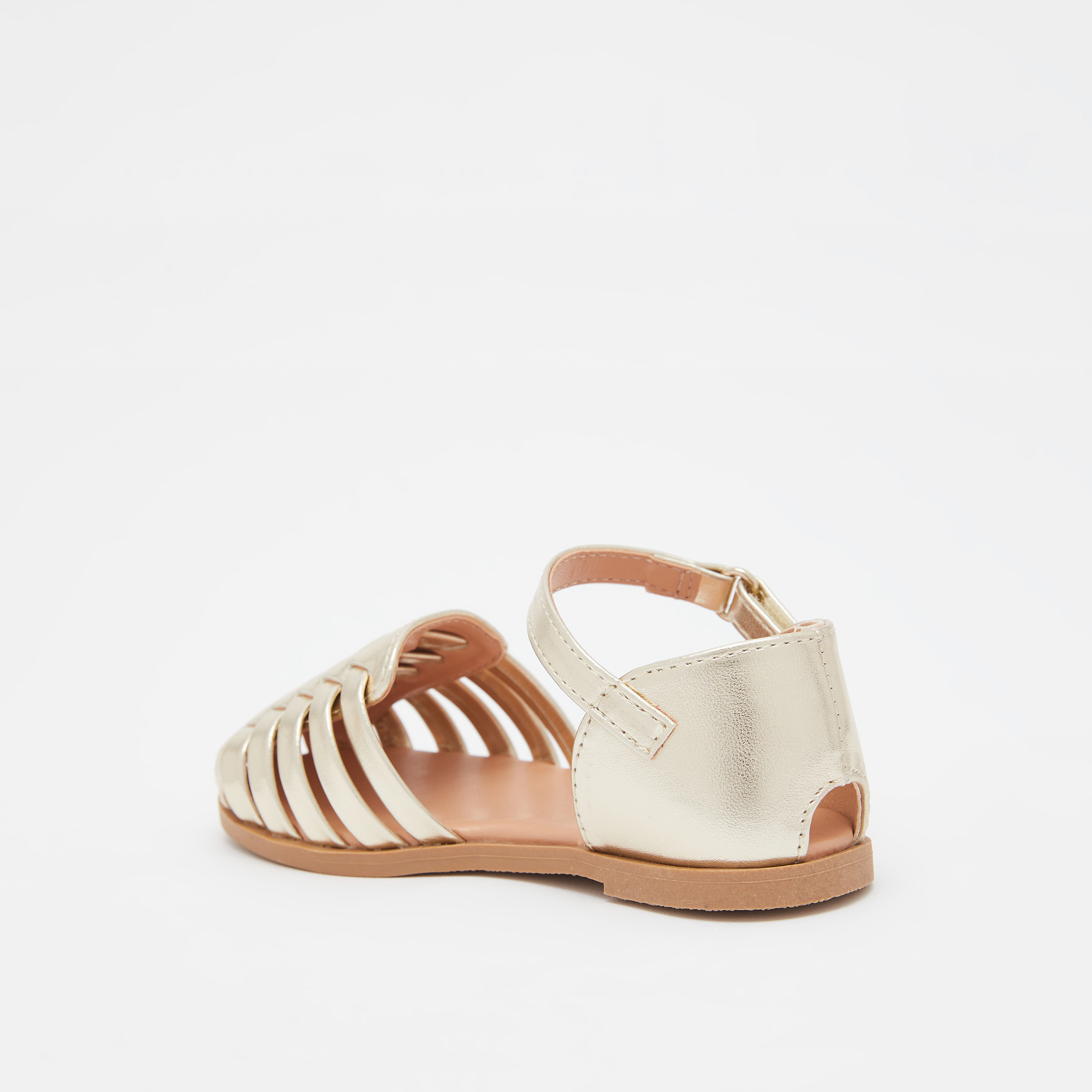 Juniors Flat Sandals with Hook and Loop Closure-girls-shoes-sandals-image-3