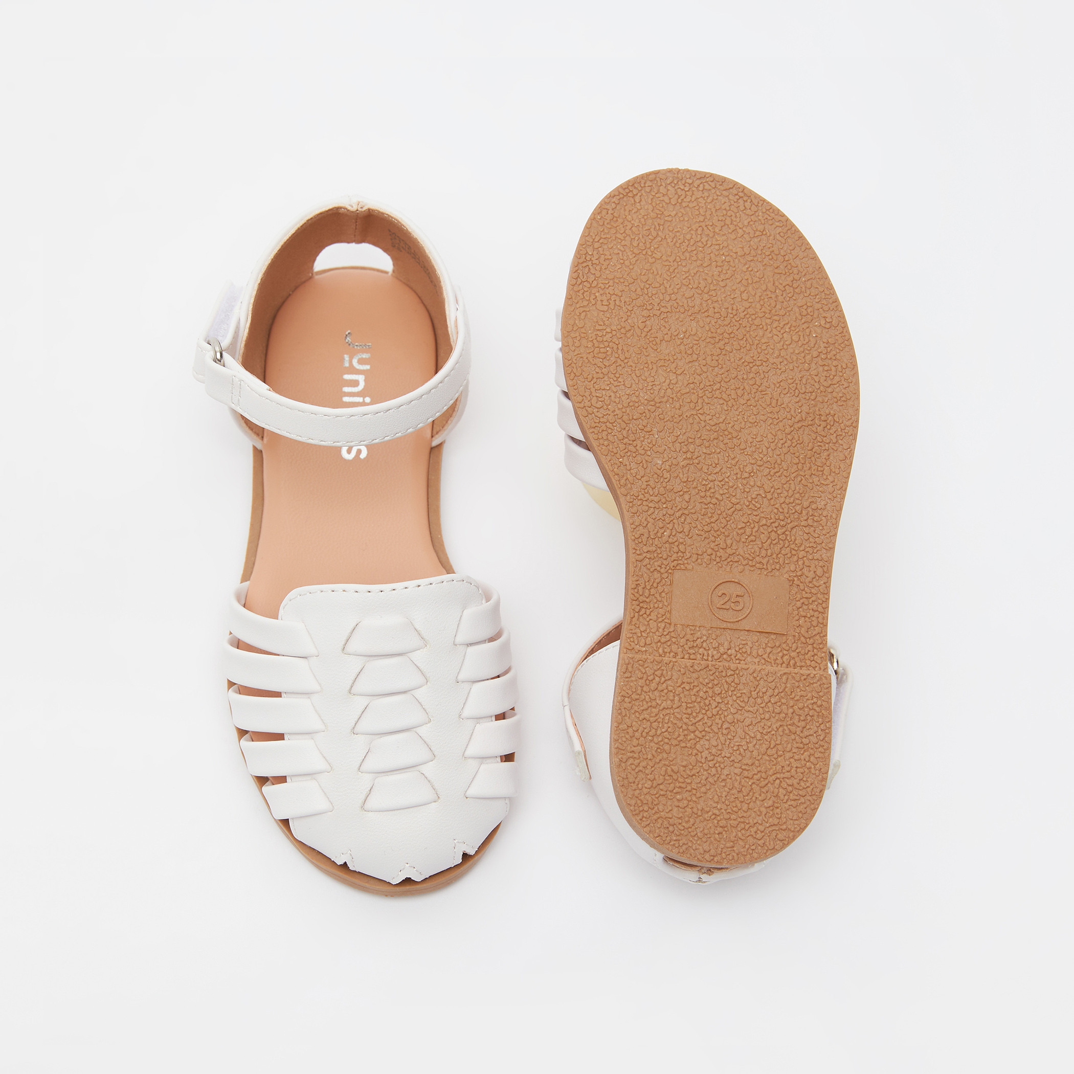 Juniors Flat Sandals with Hook and Loop Closure-girls-shoes-sandals-image-5