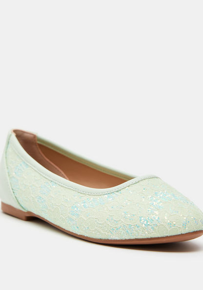 Little Missy Lace Detail Slip-On Ballerina Shoes