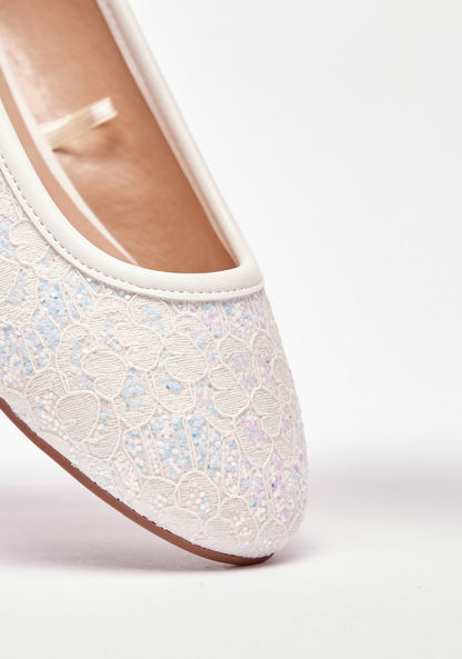 Little Missy Lace Detail Slip-On Ballerina Shoes-Girl%27s Ballerinas-image-3