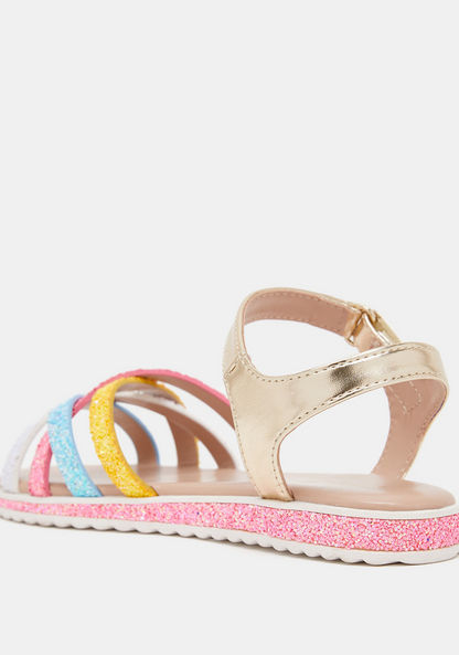 Little Missy Cross Strap Flat Sandals with Hook and Loop Closure-Girl%27s Sandals-image-2
