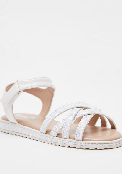 Little Missy Cross Strap Flat Sandals with Hook and Loop Closure-Girl%27s Sandals-image-1