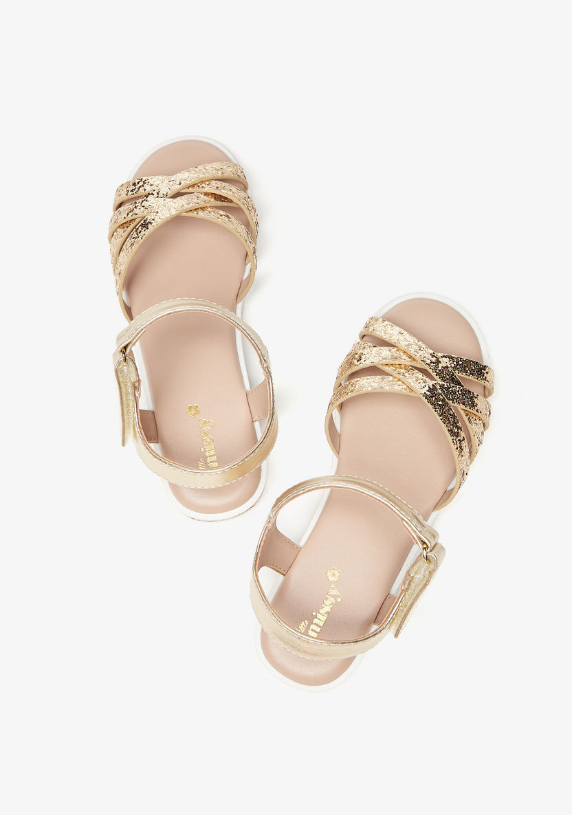 Little Missy Solid Strappy Sandals with Hook and Loop Closure-Girl%27s Sandals-image-1