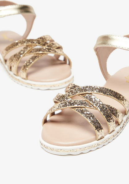 Little Missy Solid Strappy Sandals with Hook and Loop Closure-Girl%27s Sandals-image-3